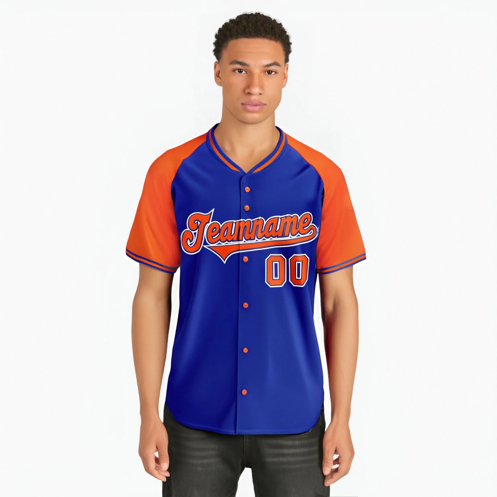 Custom Purple Orange White Authentic Colored Buttons Baseball Jersey