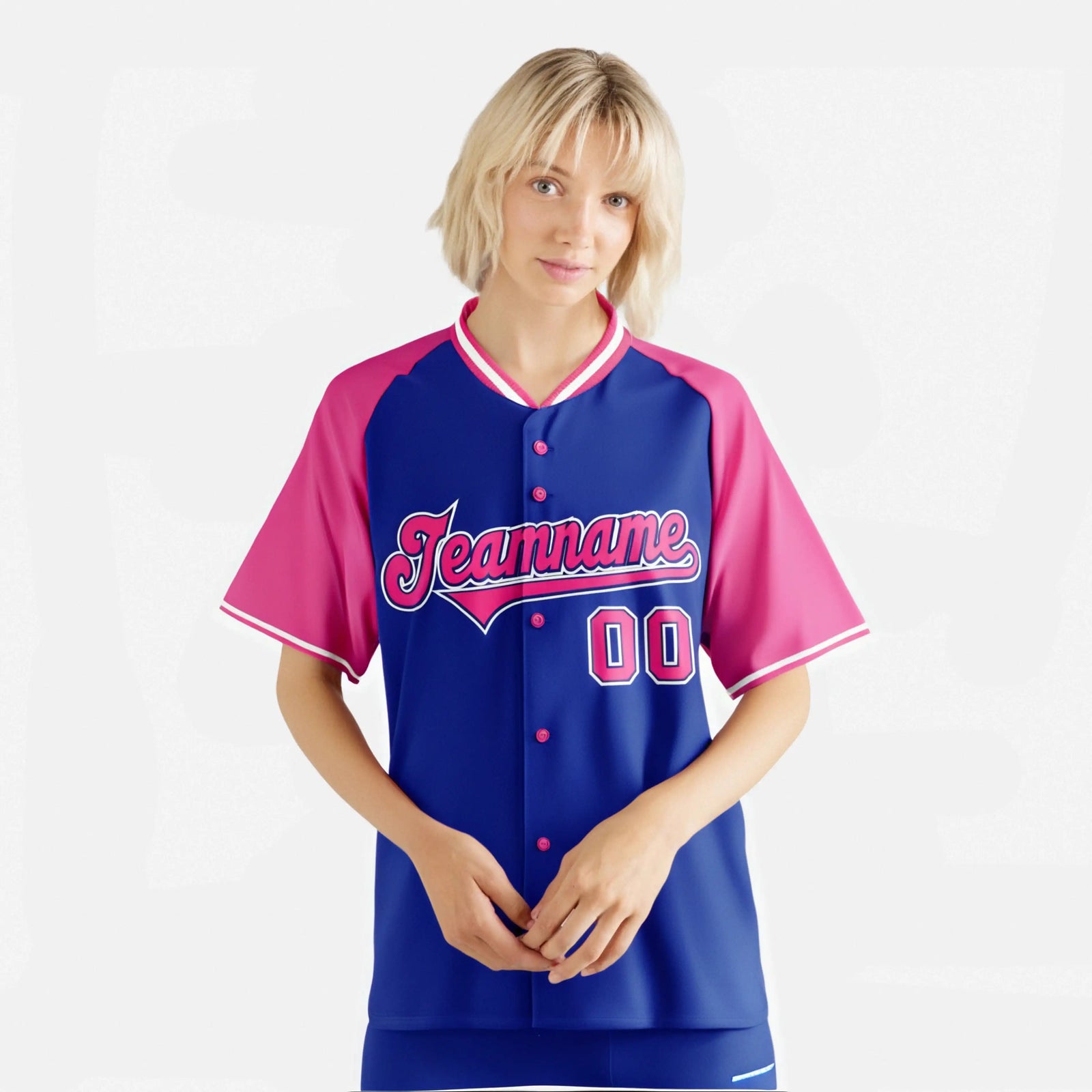 Custom Purple Pink White Authentic Colored Buttons Baseball Jersey