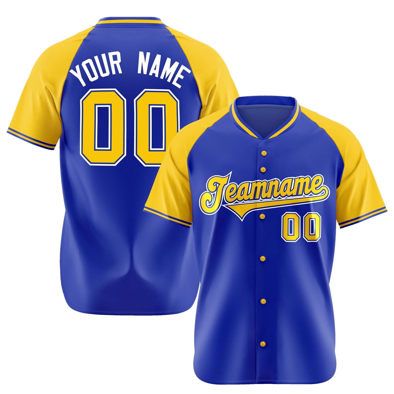 Custom Purple Yellow White Authentic Colored Buttons Baseball Jersey