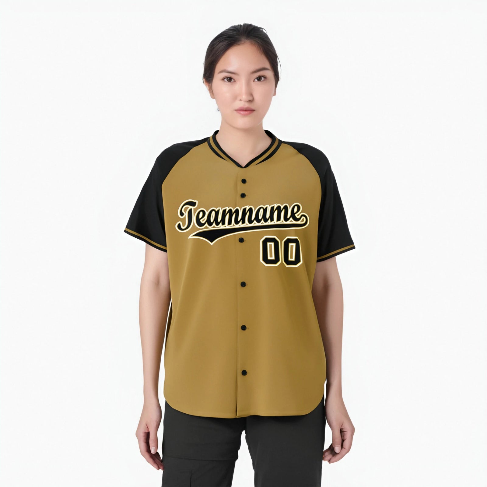 Custom Brown Black White Authentic Colored Buttons Baseball Jersey