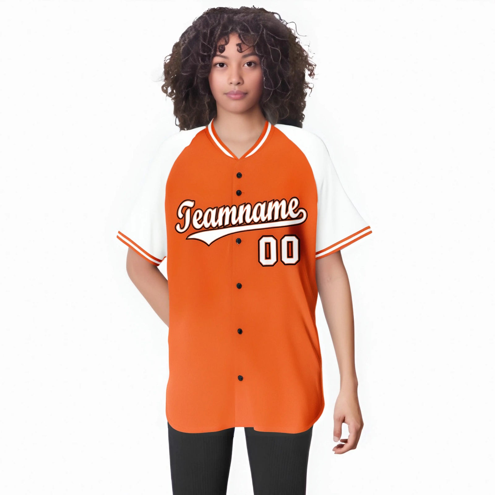 Custom Orange White Black Authentic Colored Buttons Baseball Jersey