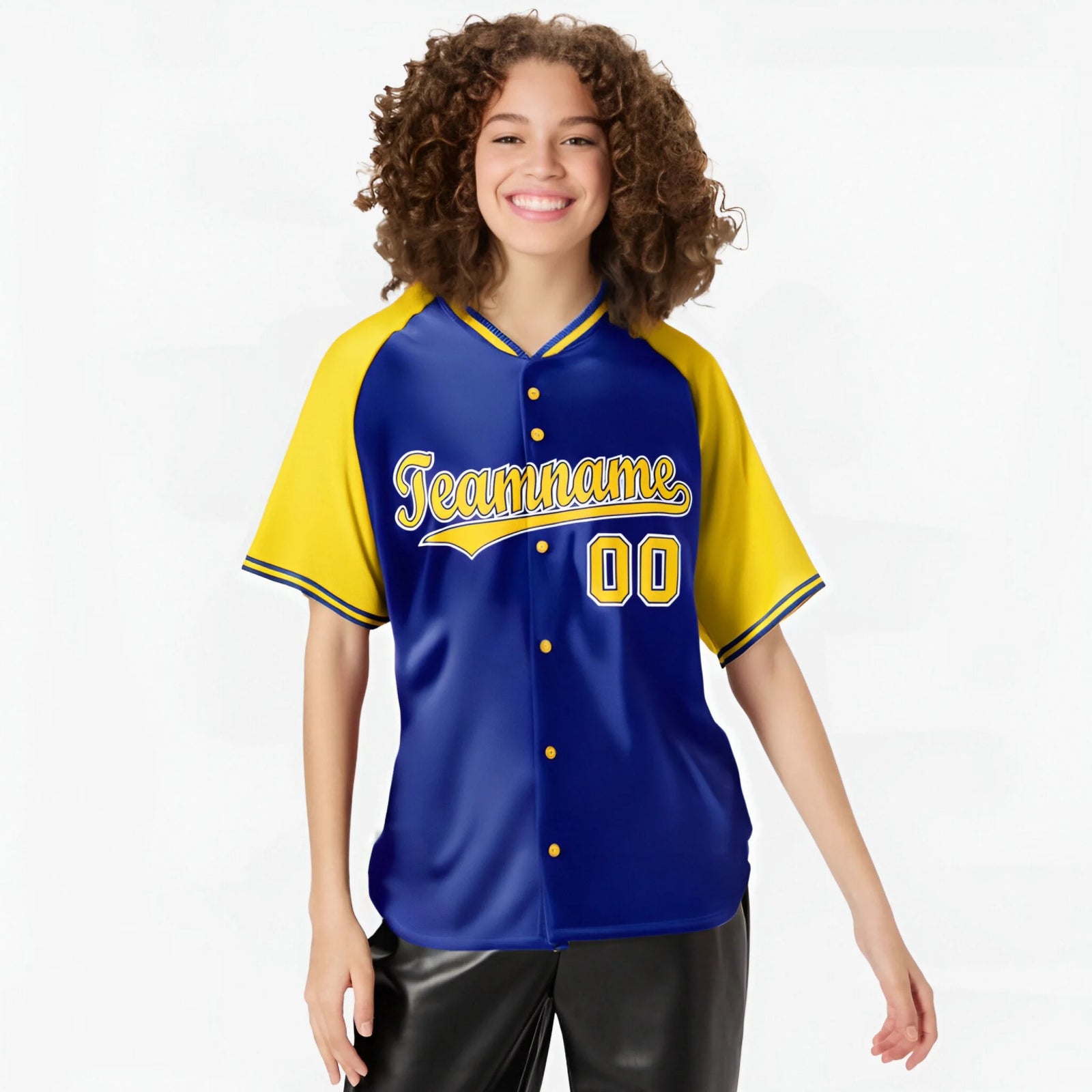 Custom Purple Yellow White Authentic Colored Buttons Baseball Jersey