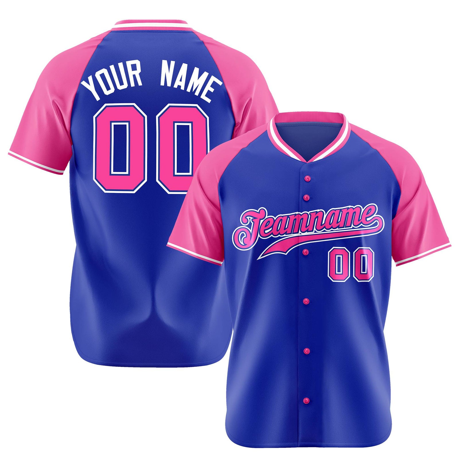 Custom Purple Pink White Authentic Colored Buttons Baseball Jersey