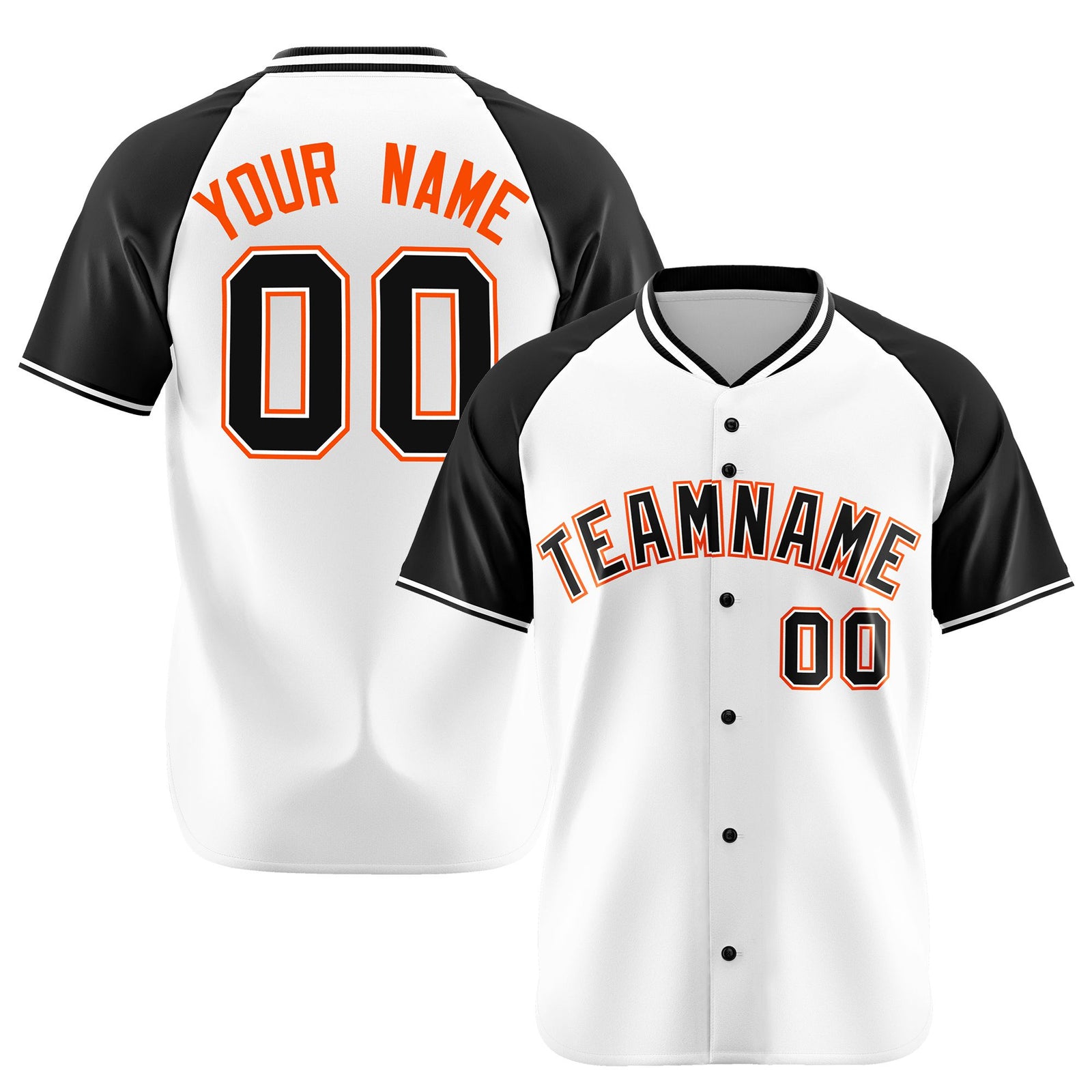 Custom White Black Orange Authentic Colored Buttons Baseball Jersey
