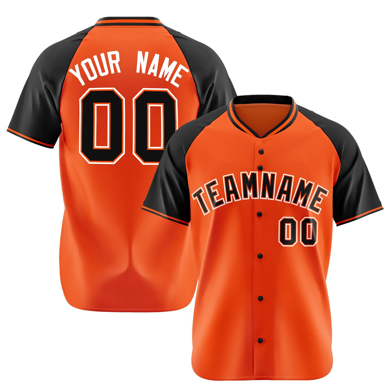 Custom Orange Black White Authentic Colored Buttons Baseball Jersey