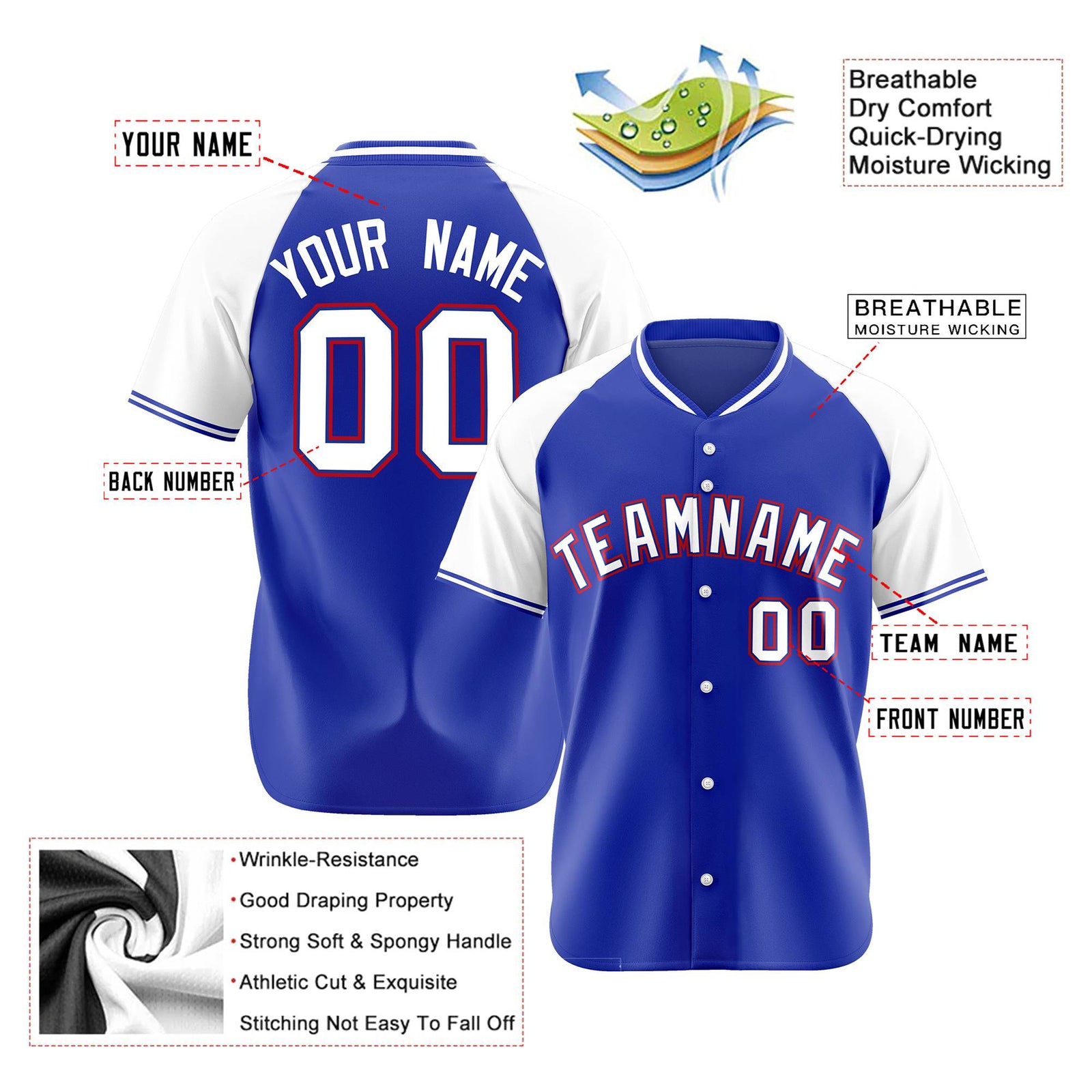 Custom Purple White Red Authentic Colored Buttons Baseball Jersey