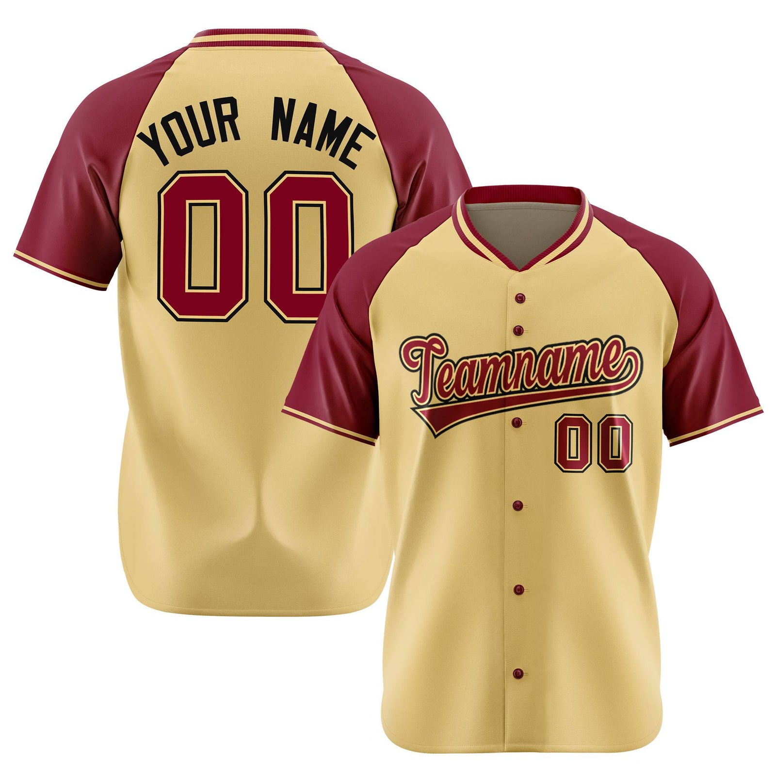 Custom Old Gold Burgundy Black Authentic Colored Buttons Baseball Jersey