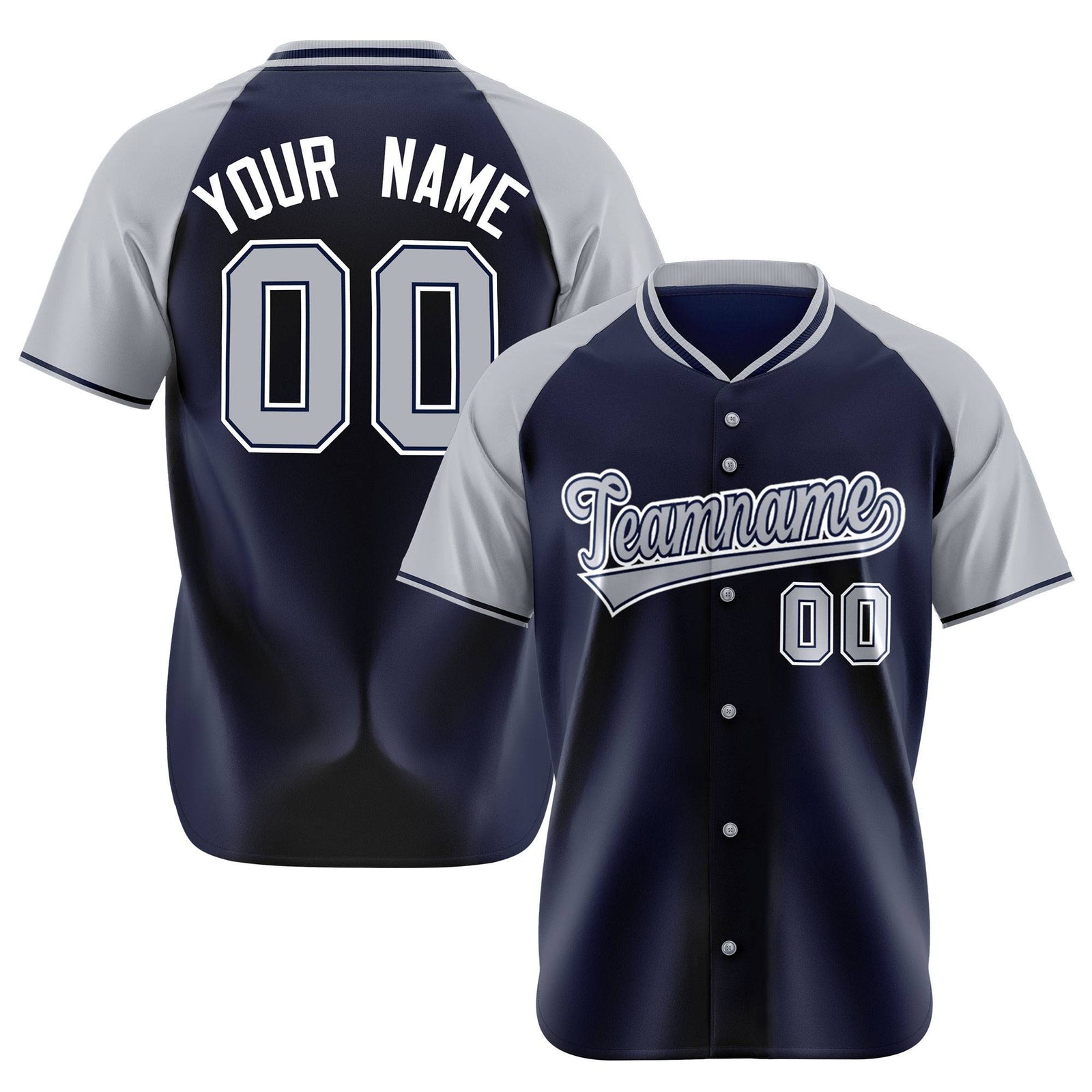 Custom Navy Gray White Authentic Colored Buttons Baseball Jersey