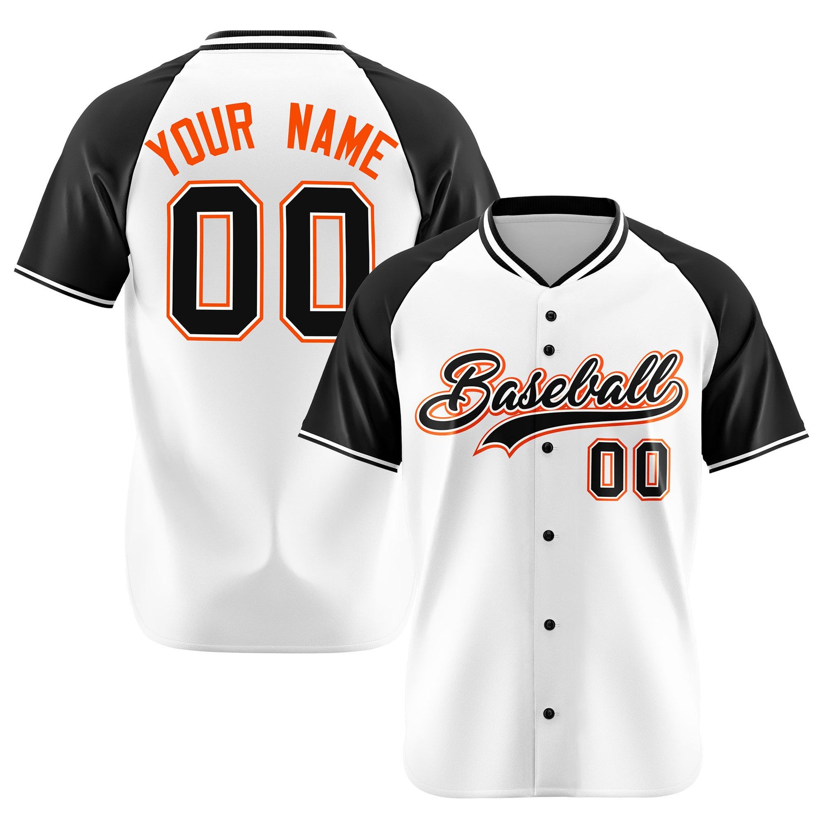 Custom White Black Orange Authentic Colored Buttons Baseball Jersey