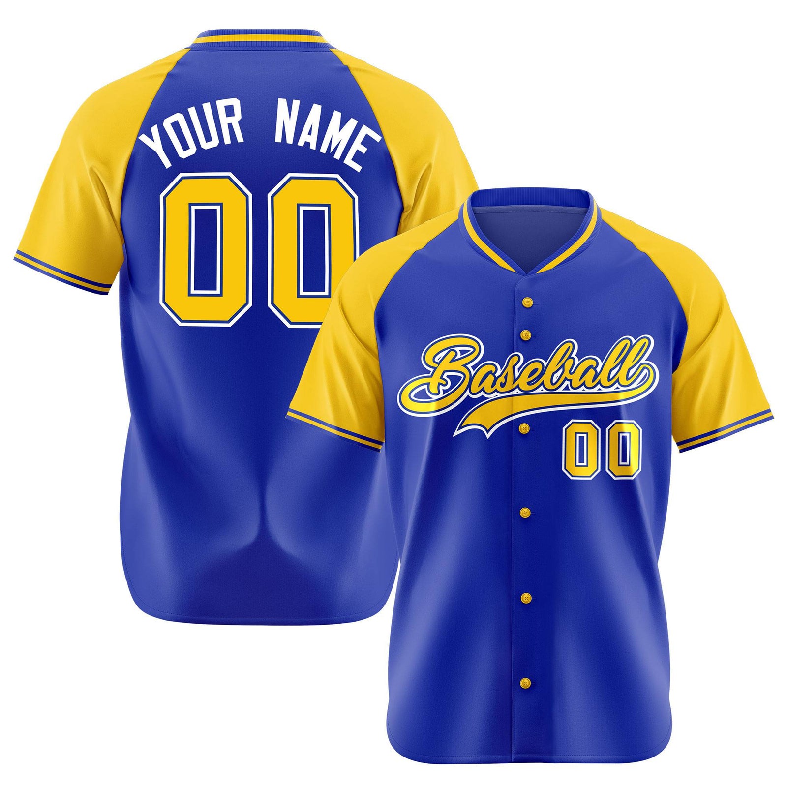 Custom Purple Yellow White Authentic Colored Buttons Baseball Jersey