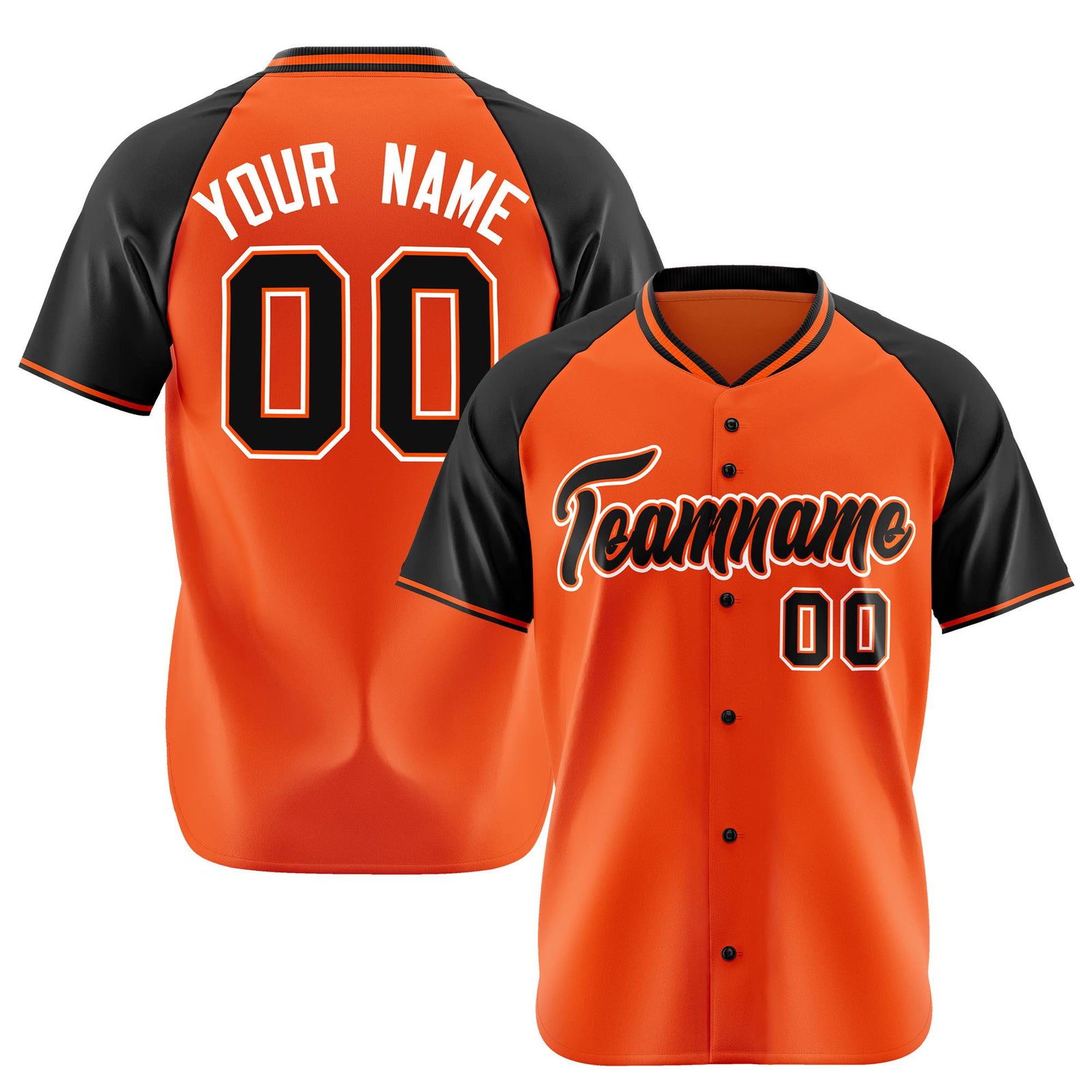 Custom Orange Black White Authentic Colored Buttons Baseball Jersey