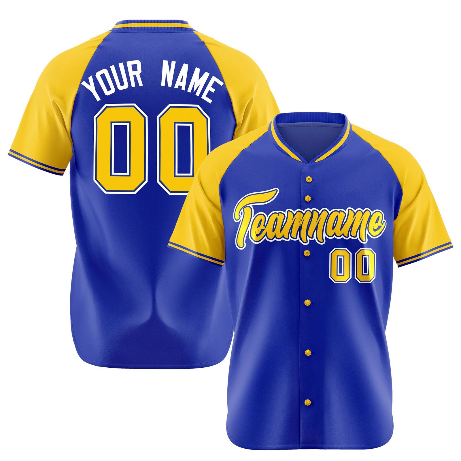 Custom Purple Yellow White Authentic Colored Buttons Baseball Jersey