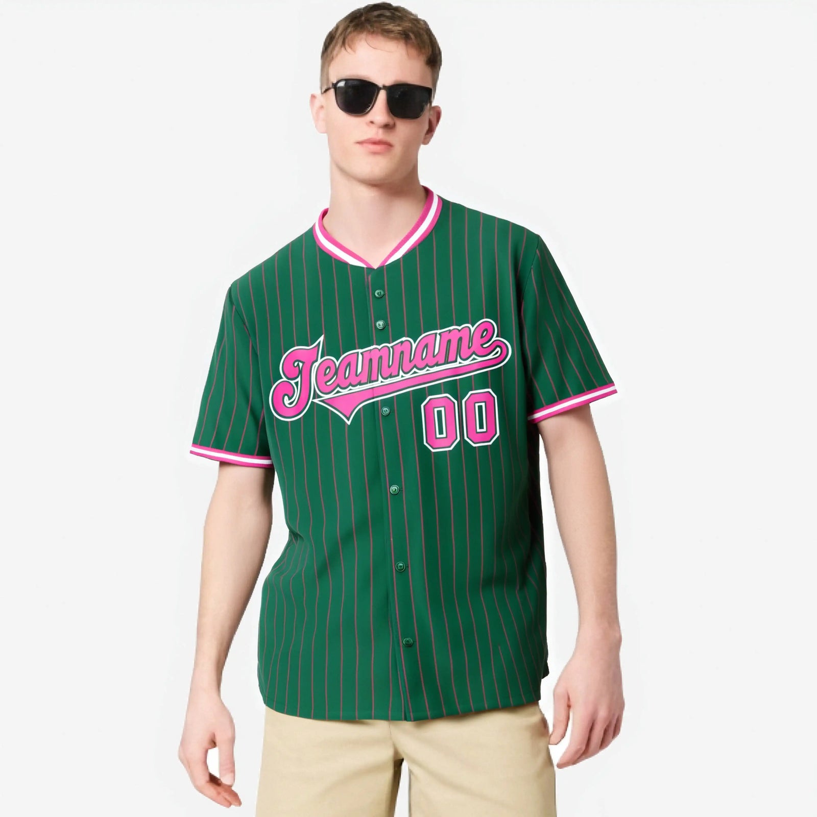 Custom Kelly Green Neon-Green Pinstripe Neon-Green White Authentic Baseball Jersey