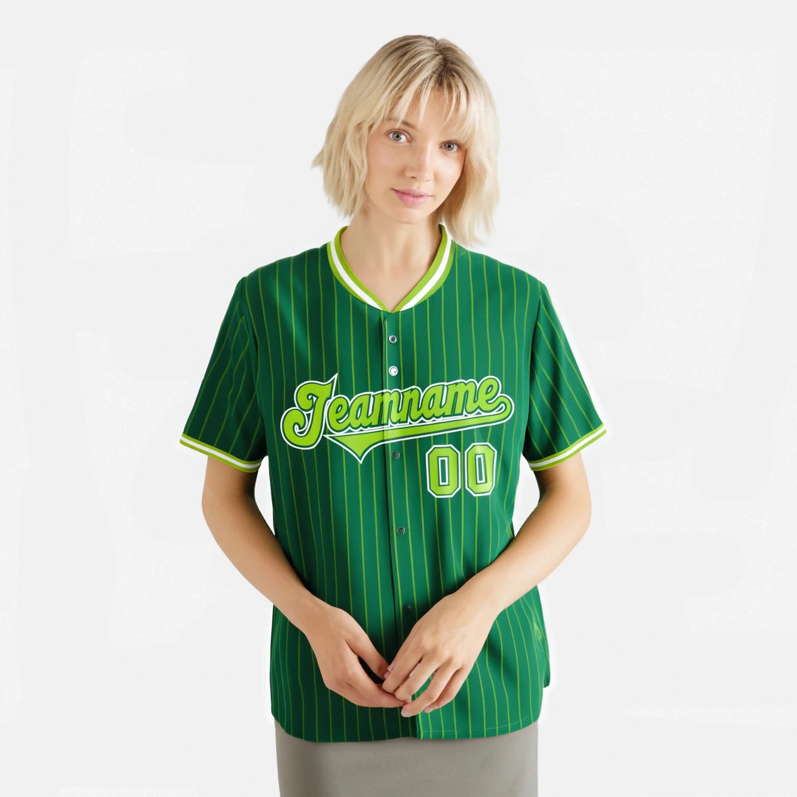 Custom Kelly Green Navy Pinstripe Navy-White Authentic Baseball Jersey