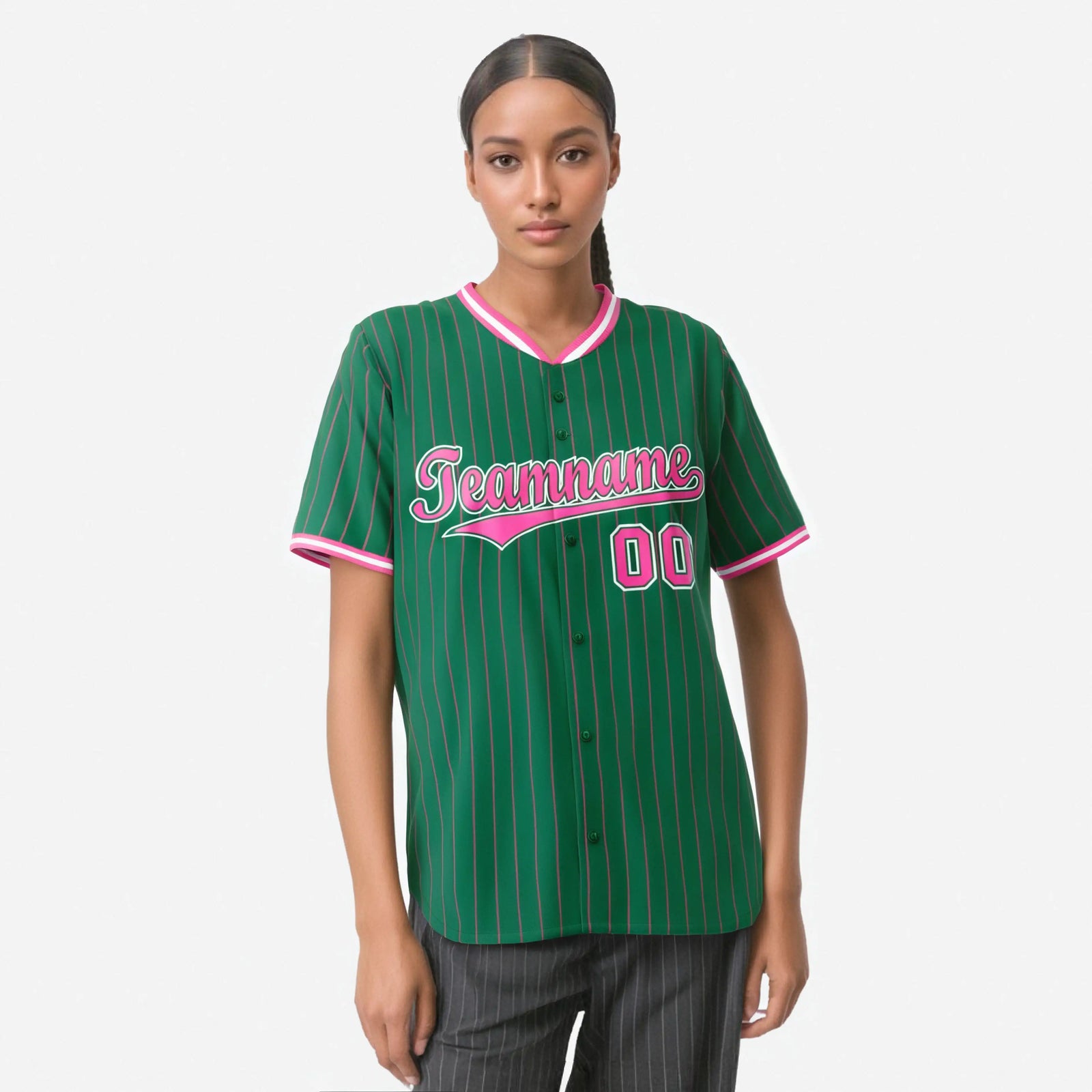 Custom Kelly Green Neon-Green Pinstripe Neon-Green White Authentic Baseball Jersey
