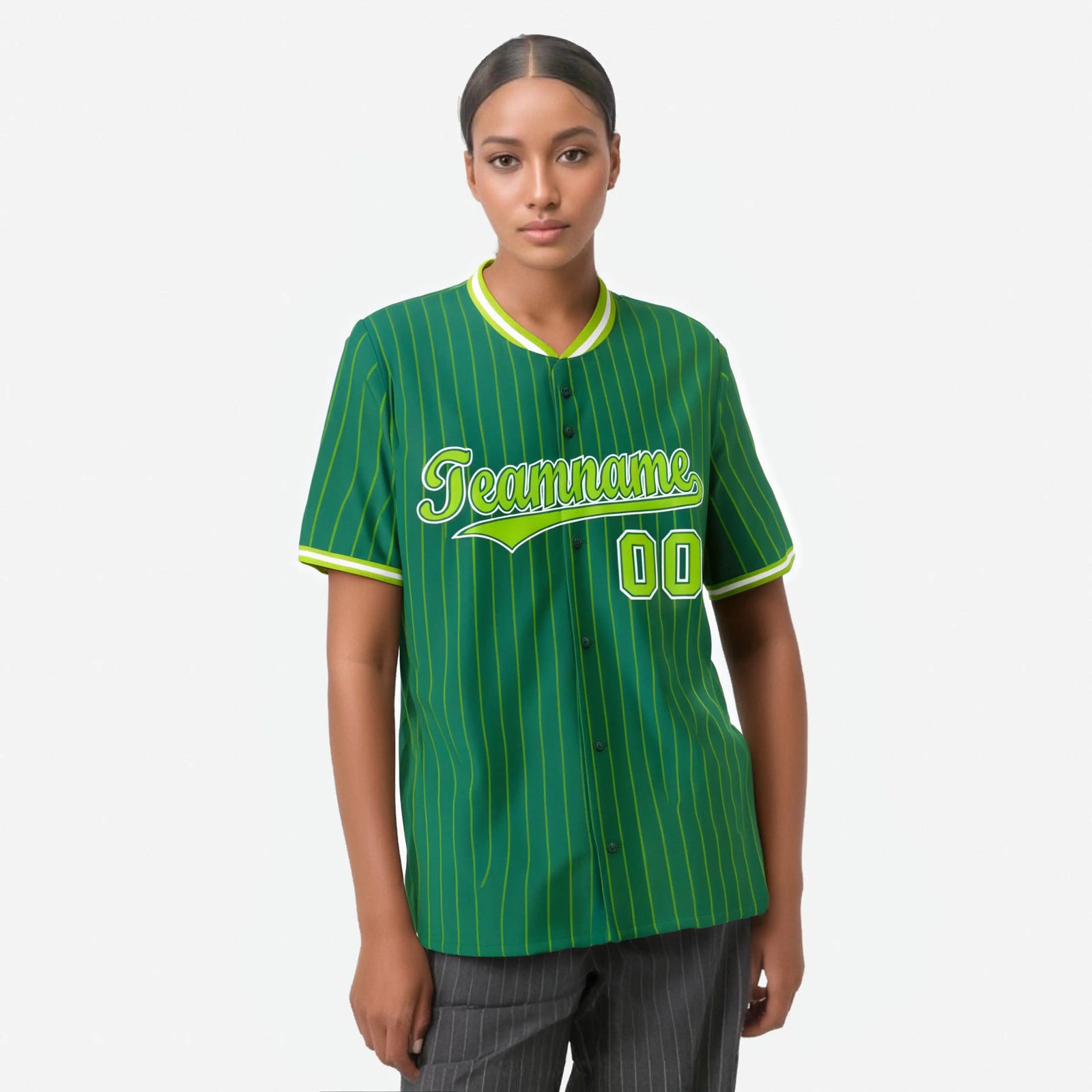 Custom Kelly Green Navy Pinstripe Navy-White Authentic Baseball Jersey