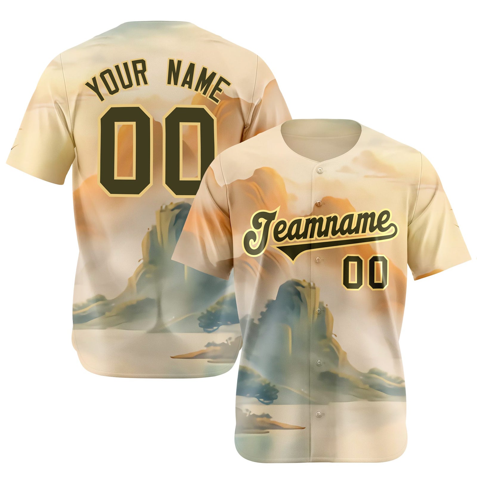 Custom White Brown Orange Authentic Printed Fashion Baseball Jersey