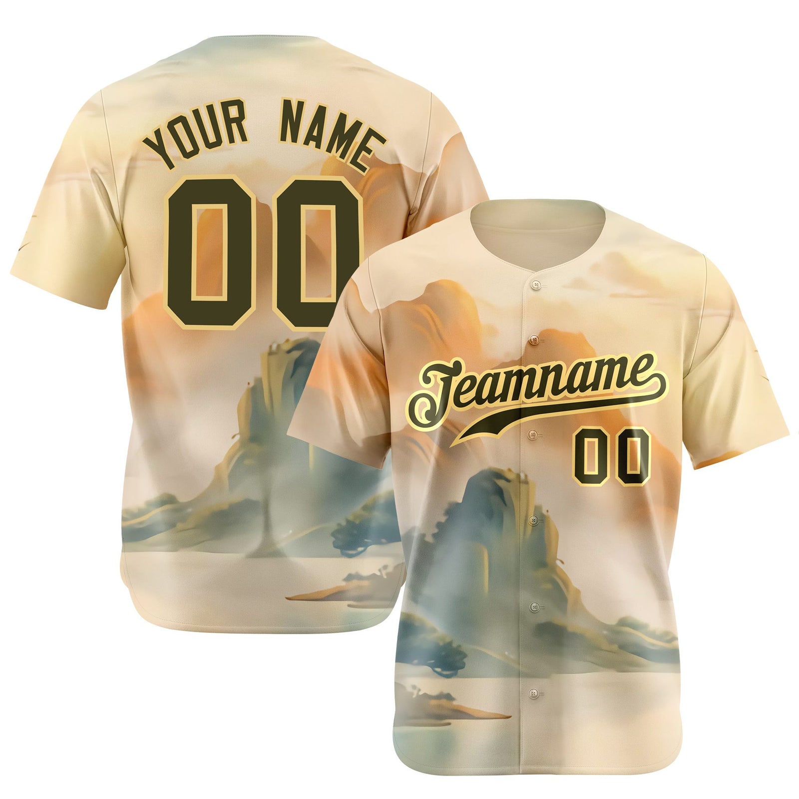 Custom White Brown Orange Authentic Printed Fashion Baseball Jersey