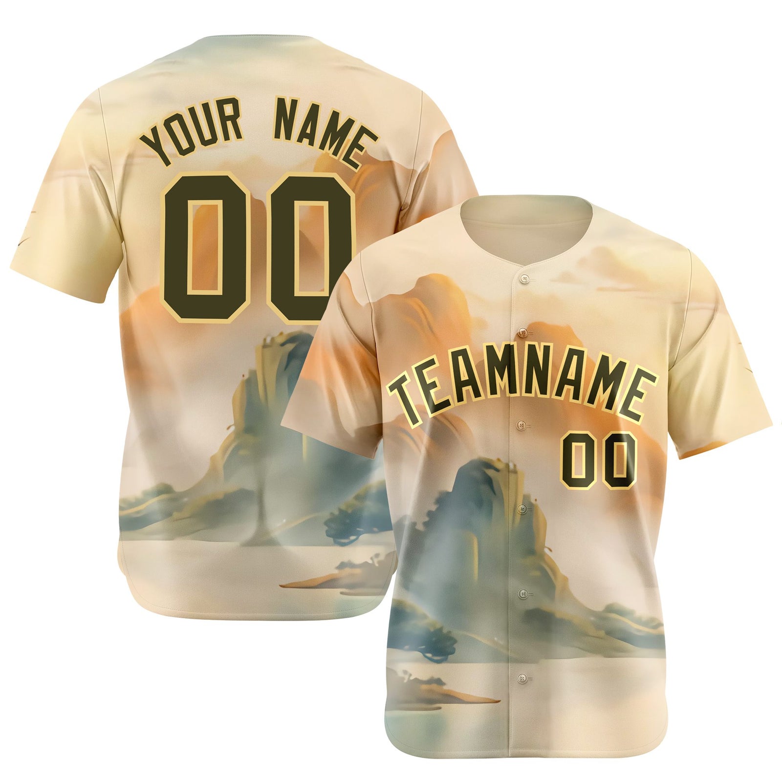 Custom White Brown Orange Authentic Printed Fashion Baseball Jersey