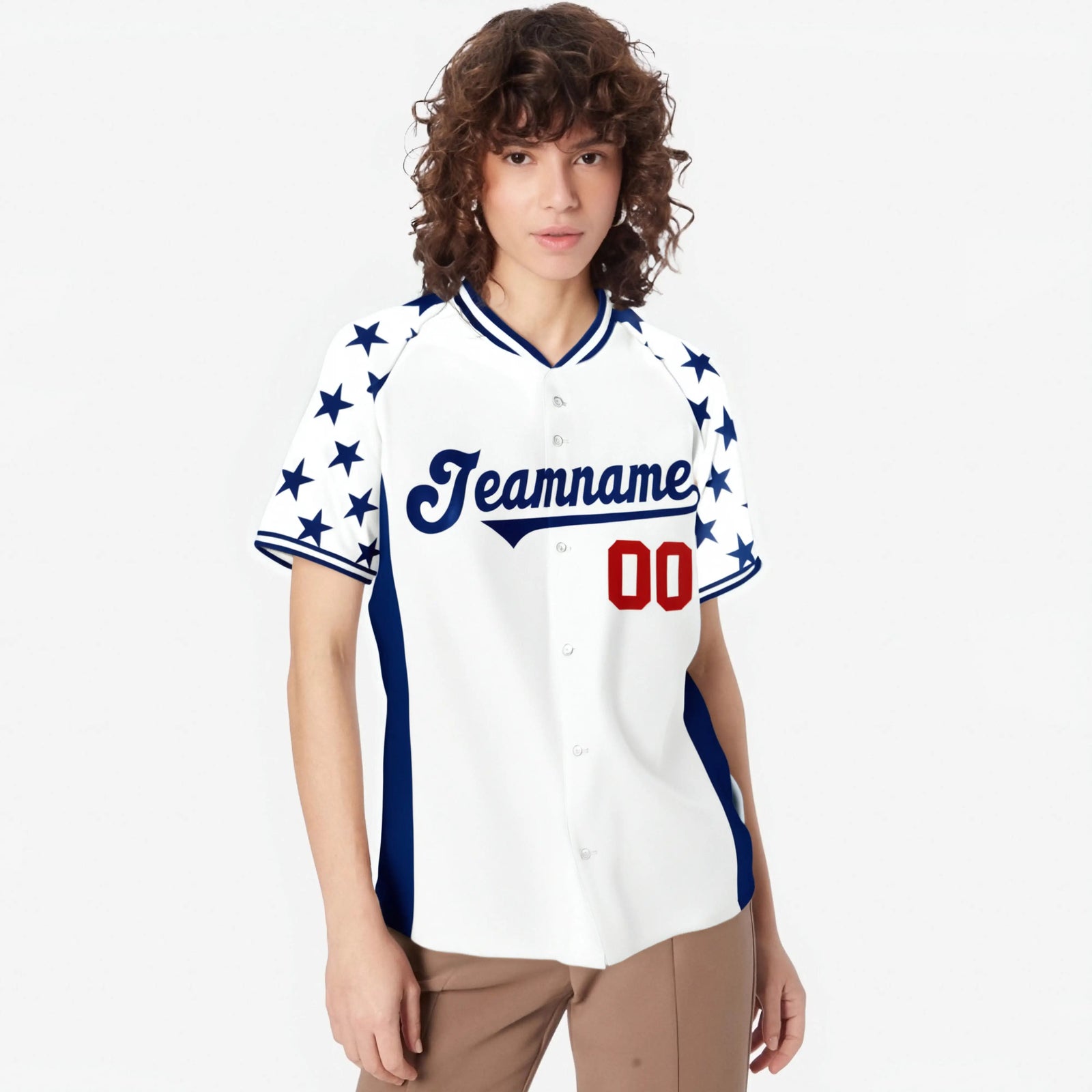 Custom White Royal Blue Gradient Side Personalized Star Pattern Authentic Baseball Jersey