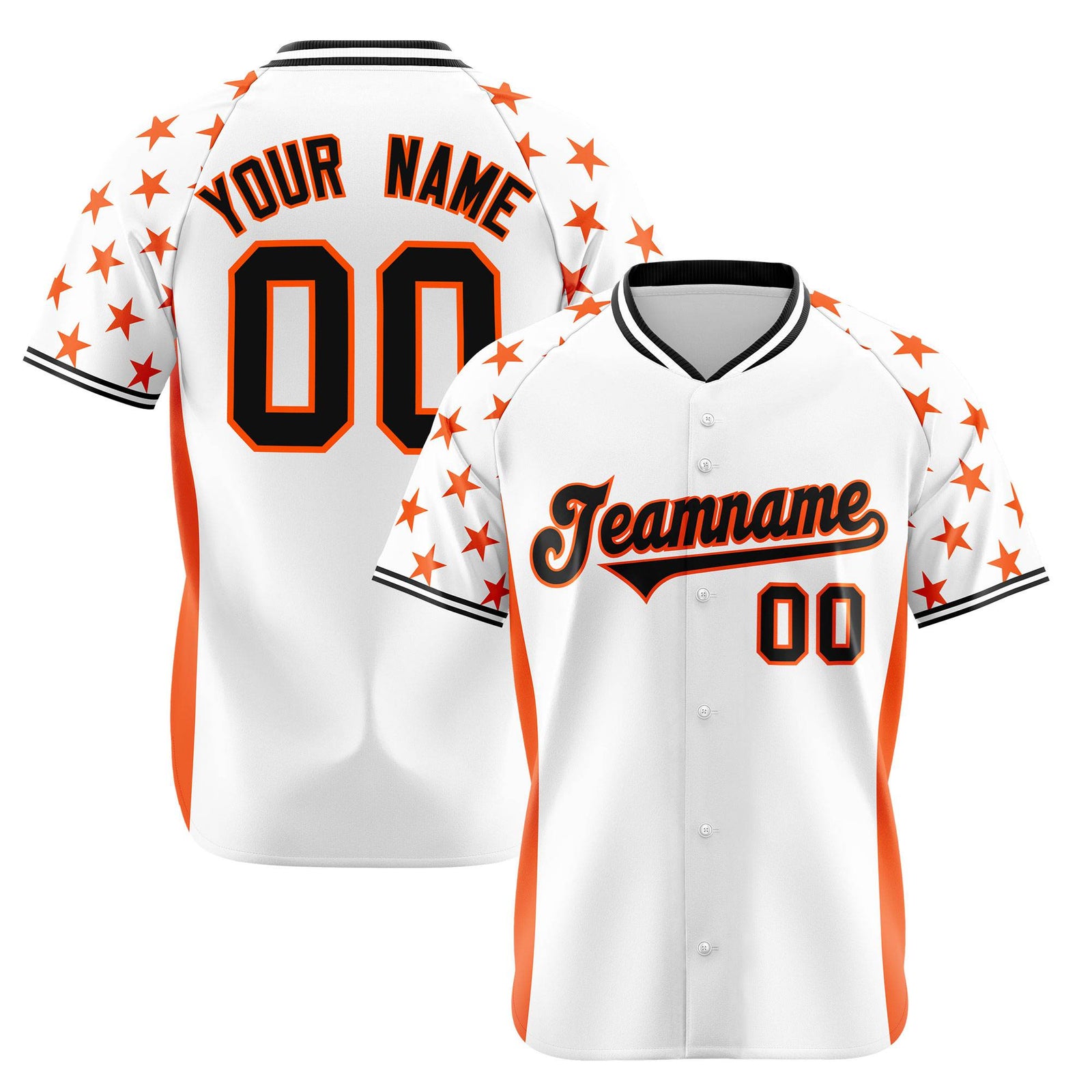 Custom White Orange Gradient Side Personalized Star Pattern Authentic Baseball Jersey