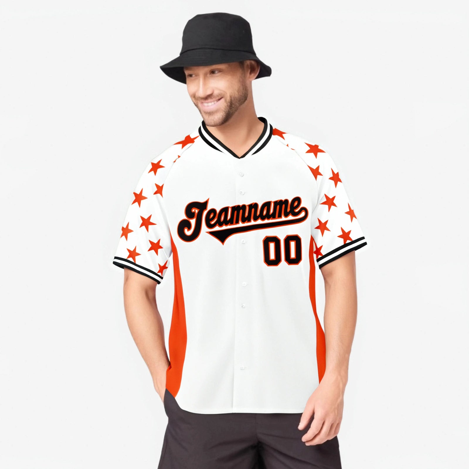 Custom White Orange Gradient Side Personalized Star Pattern Authentic Baseball Jersey