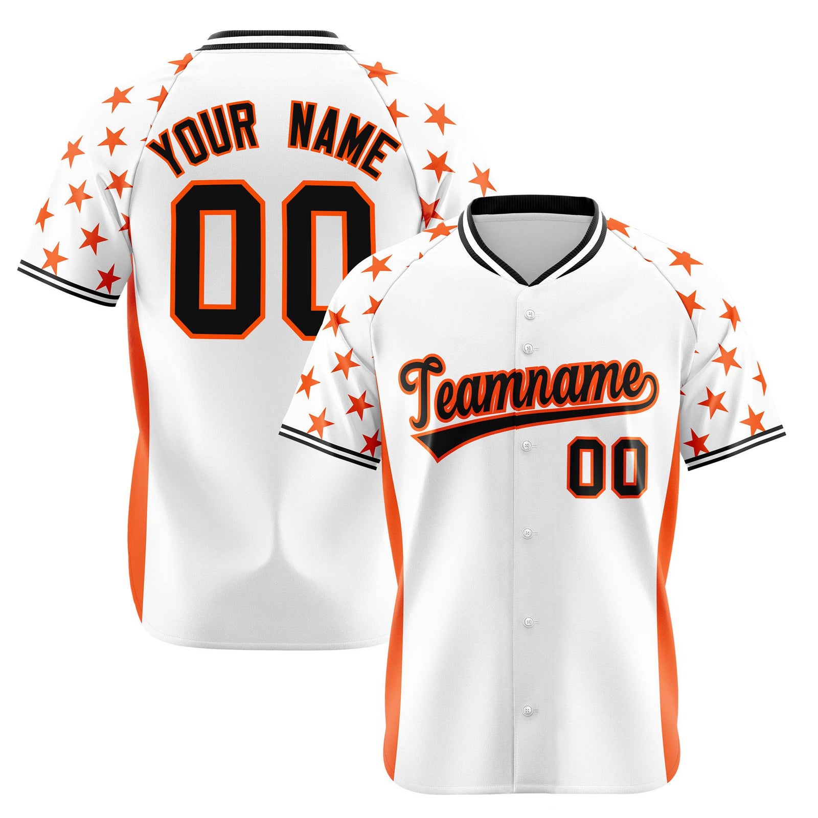 Custom White Orange Gradient Side Personalized Star Pattern Authentic Baseball Jersey