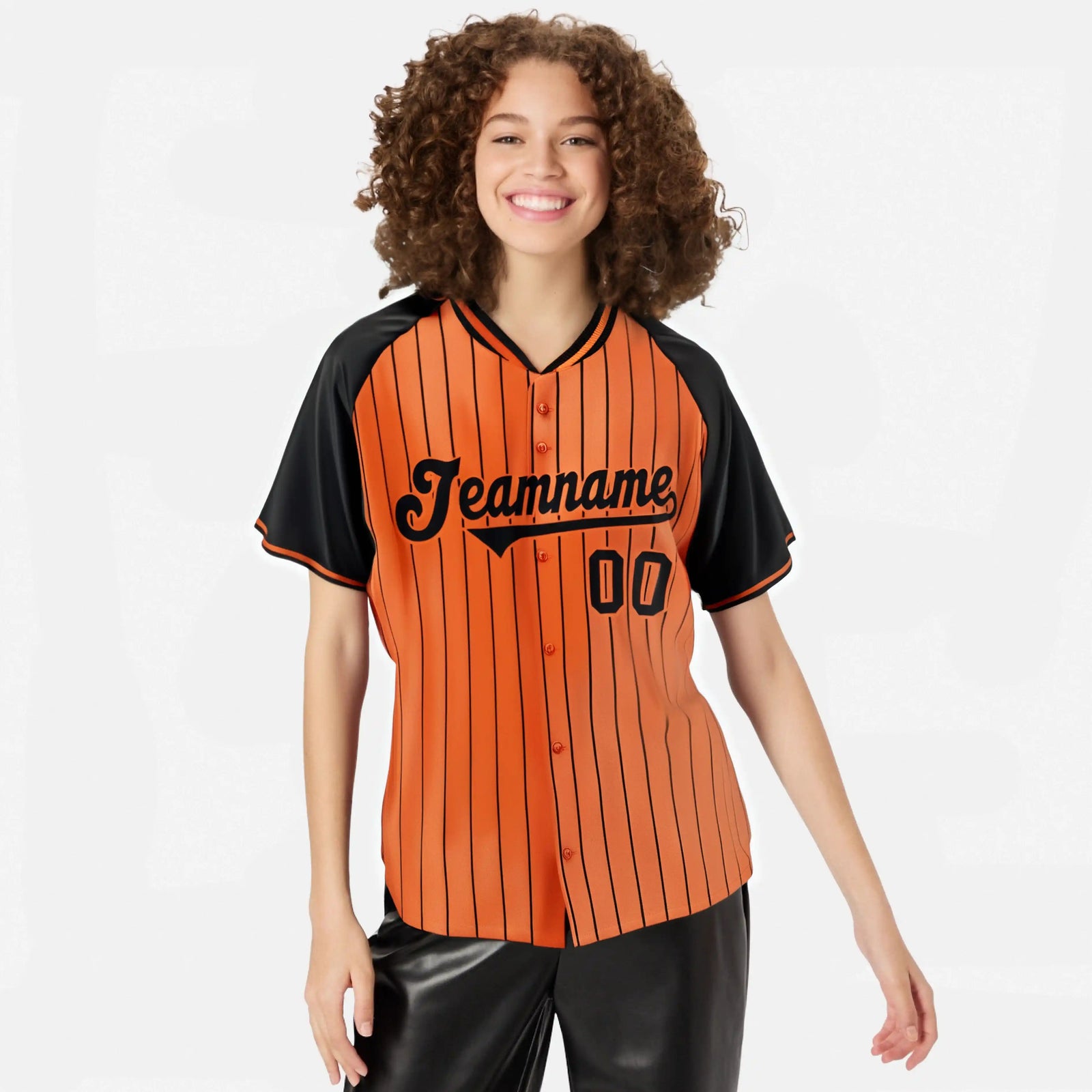 Custom Orange Black Pinstripe Black-Orange Authentic Raglan Sleeves Baseball Jersey