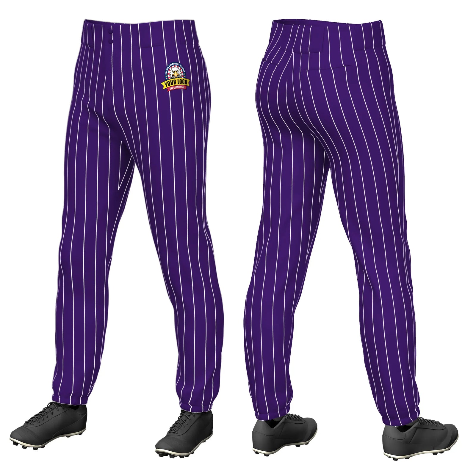 Custom Purple White Pinstripe Fit Stretch Practice Pull-up Baseball Pant