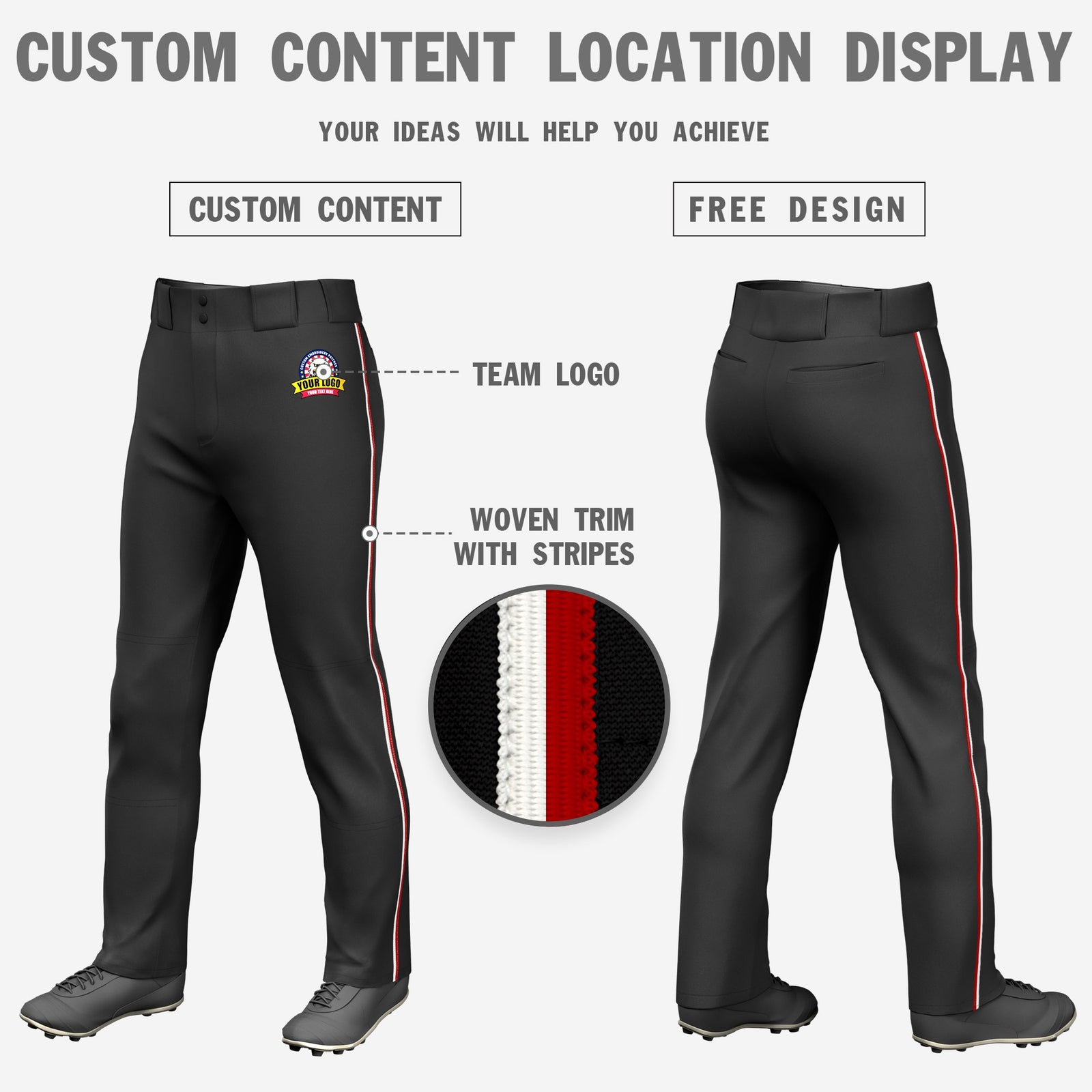 Custom Black White-Red Classic Fit Stretch Practice Loose-fit Baseball
