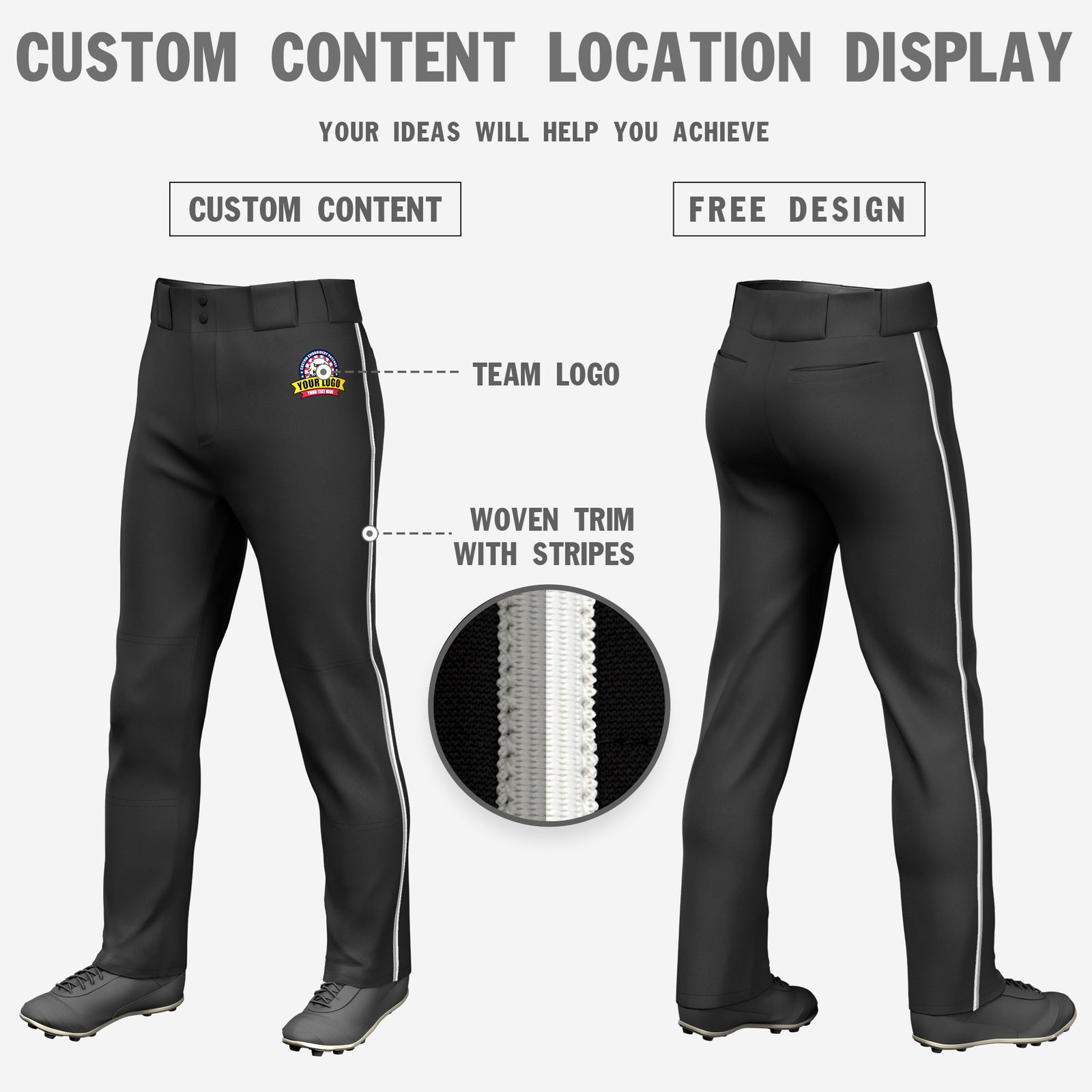 Custom Black Gray-White Classic Fit Stretch Practice Loose-fit Baseball