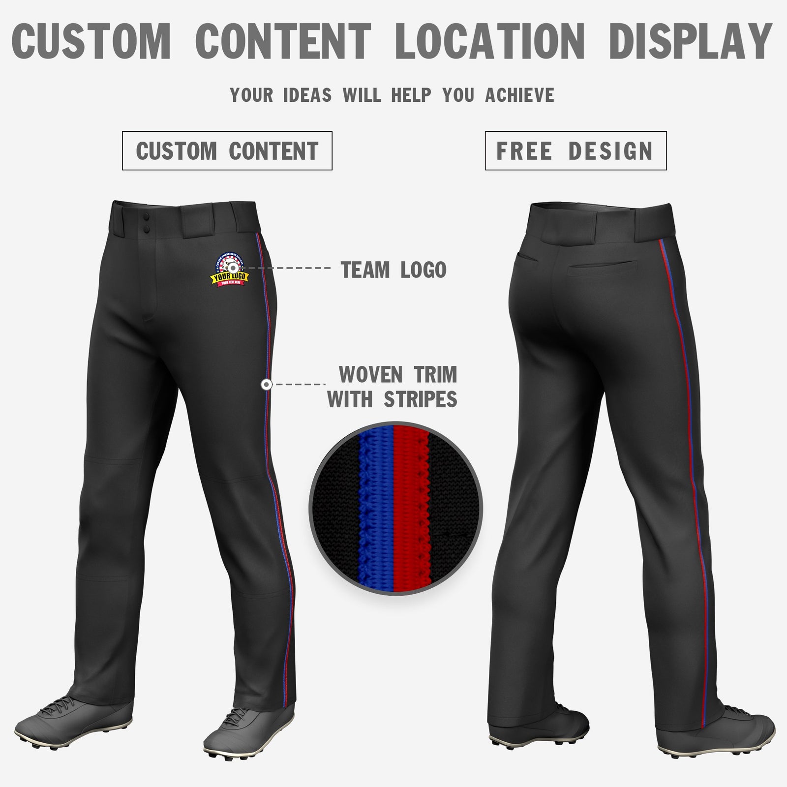 Custom Black Royal Blue-Red Classic Fit Stretch Practice Loose-fit Baseball