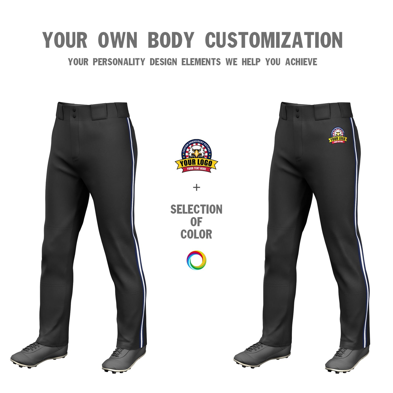 Custom Black Navy-White-Navy Classic Fit Stretch Practice Loose-fit Baseball Pants