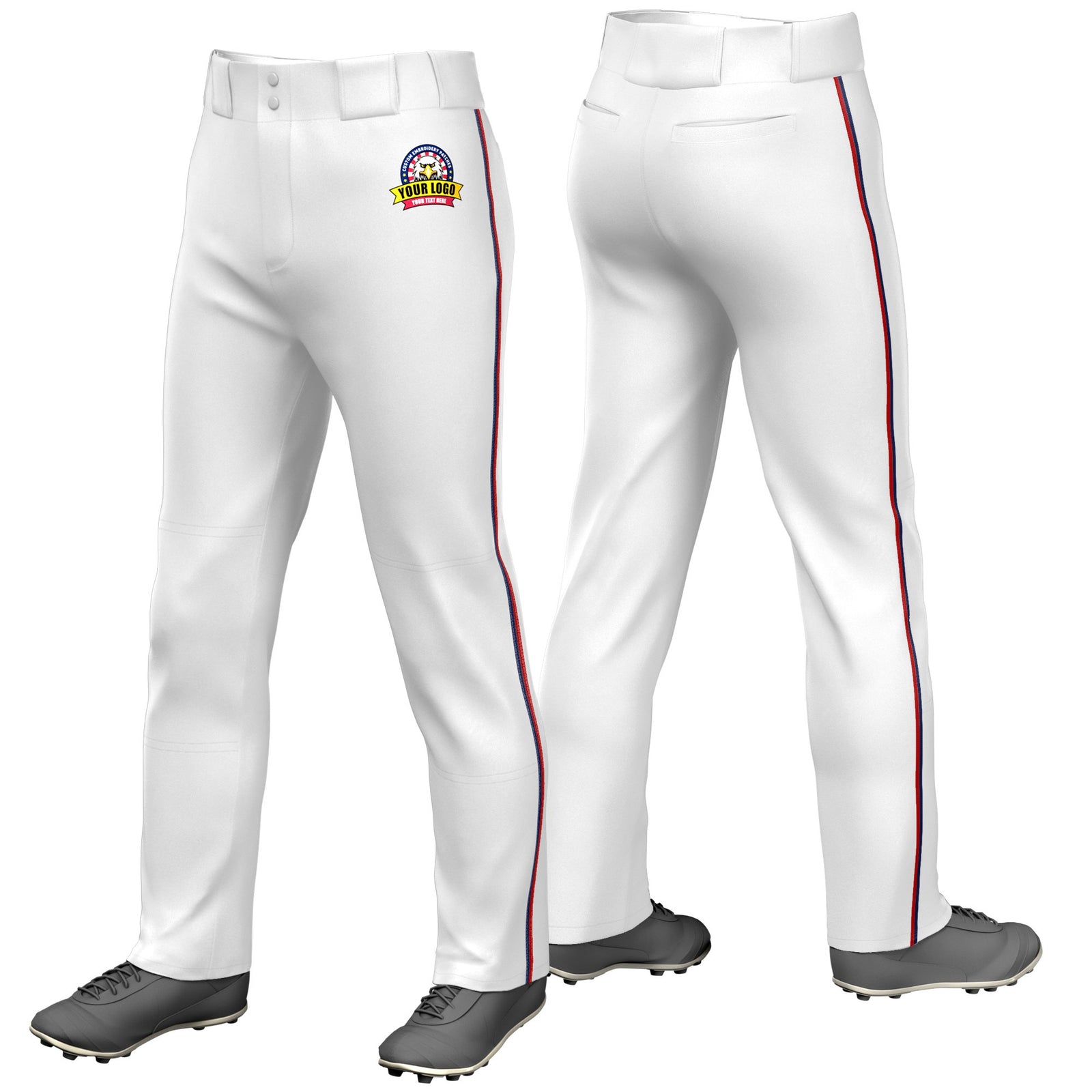 Custom White Navy-Red Classic Fit Stretch Practice Loose-fit Baseball