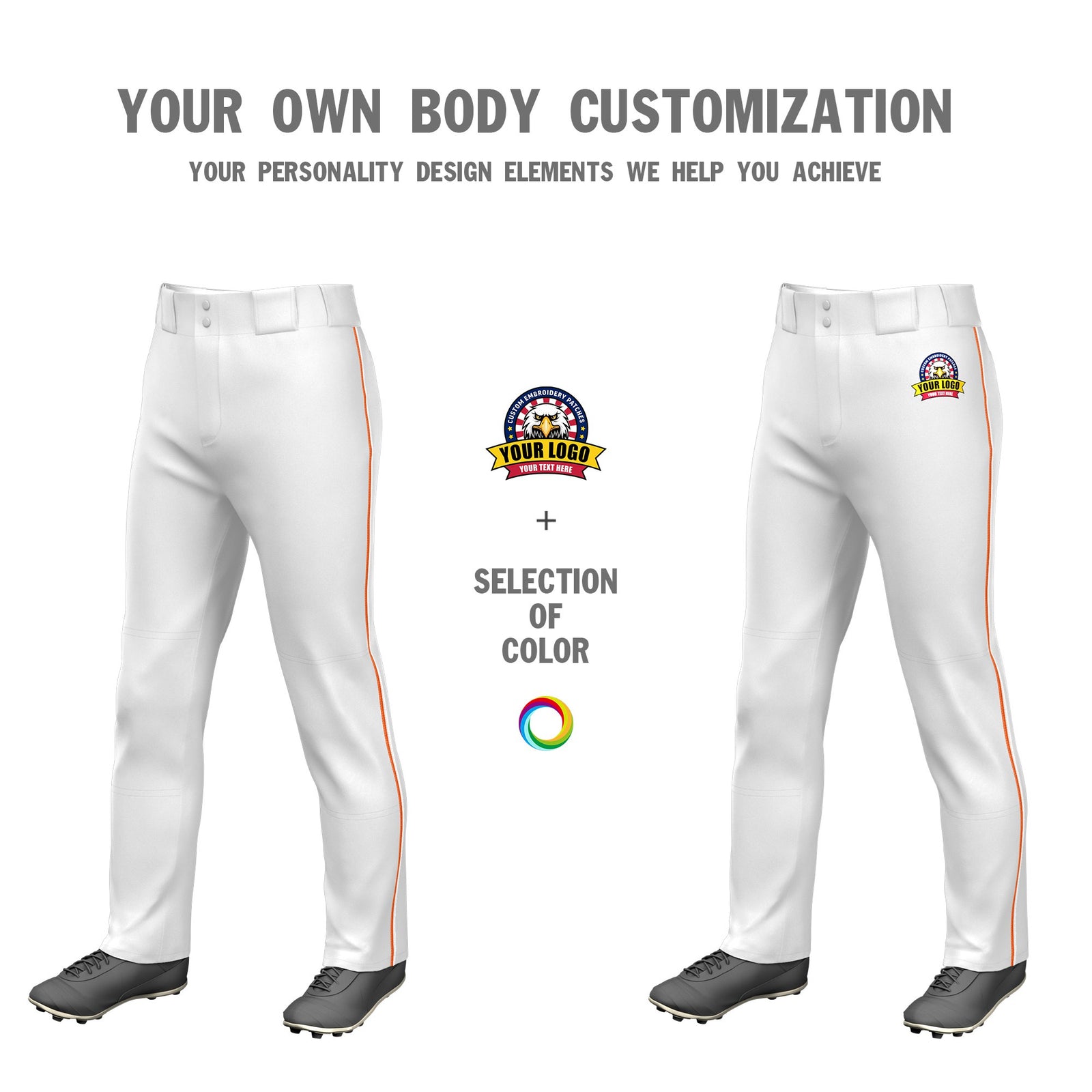 Custom White Orange-White Classic Fit Stretch Practice Loose-fit Baseball