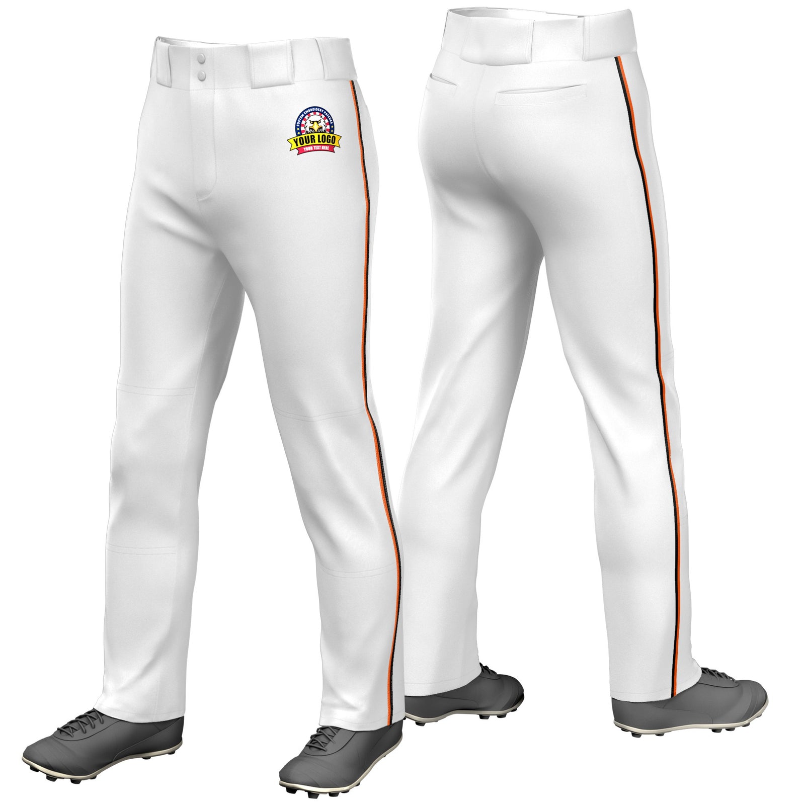 Custom White Orange-Black Classic Fit Stretch Practice Loose-fit Baseball