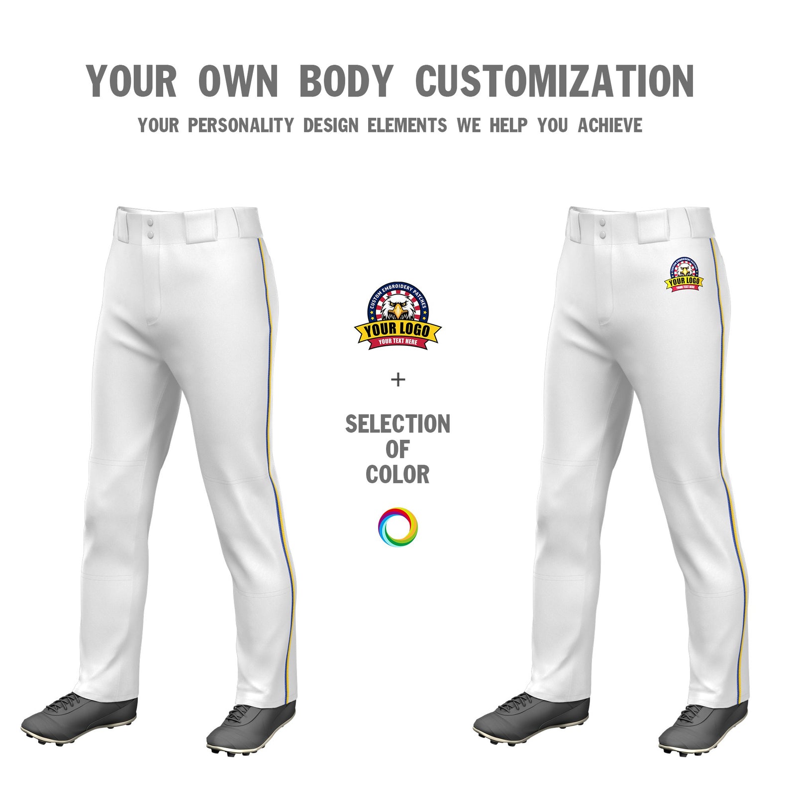 Custom White Royal Blue-Gold01 Classic Fit Stretch Practice Loose-fit Baseball