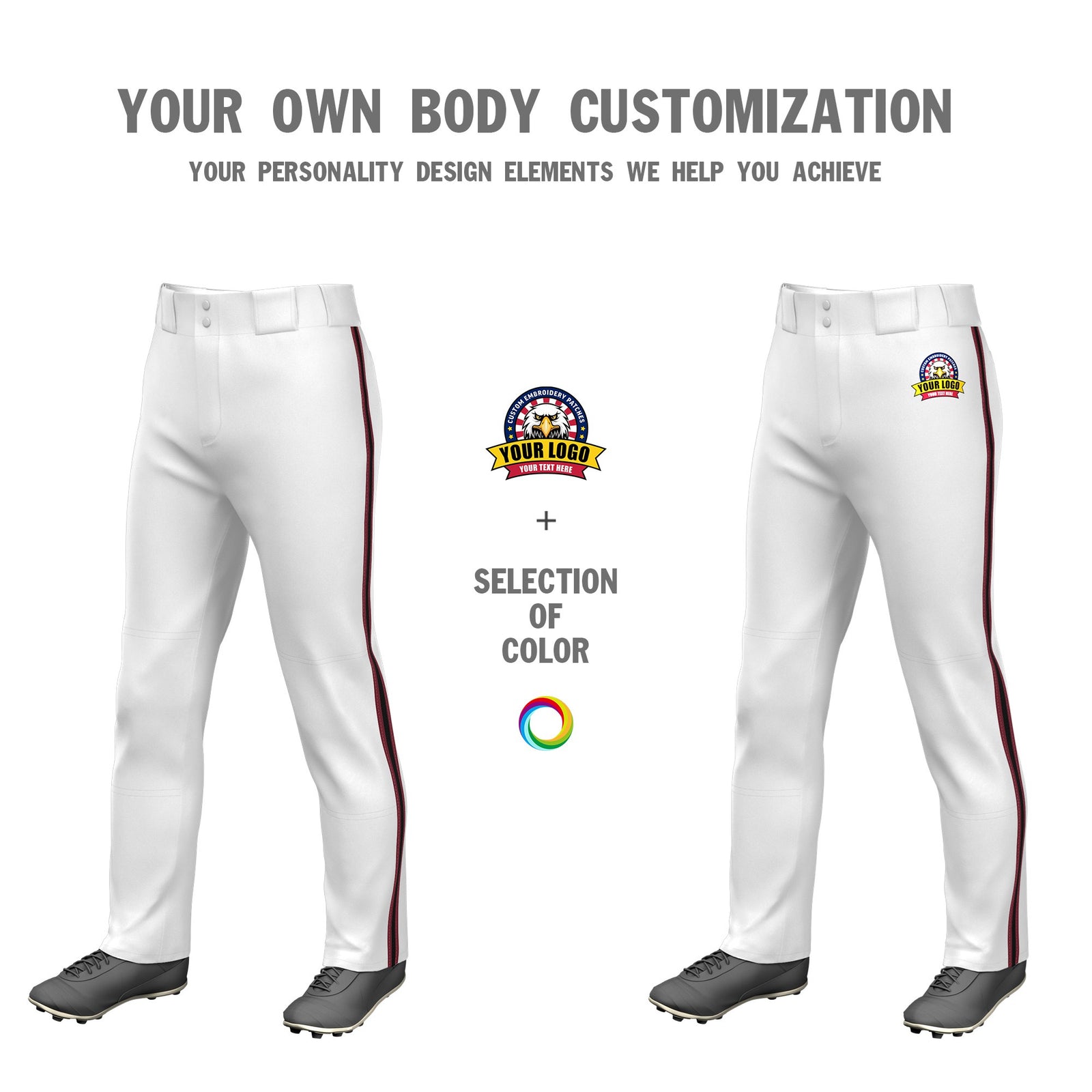 Custom White Crimson-Black-Crimson Classic Fit Stretch Practice Loose-fit Baseball Pants