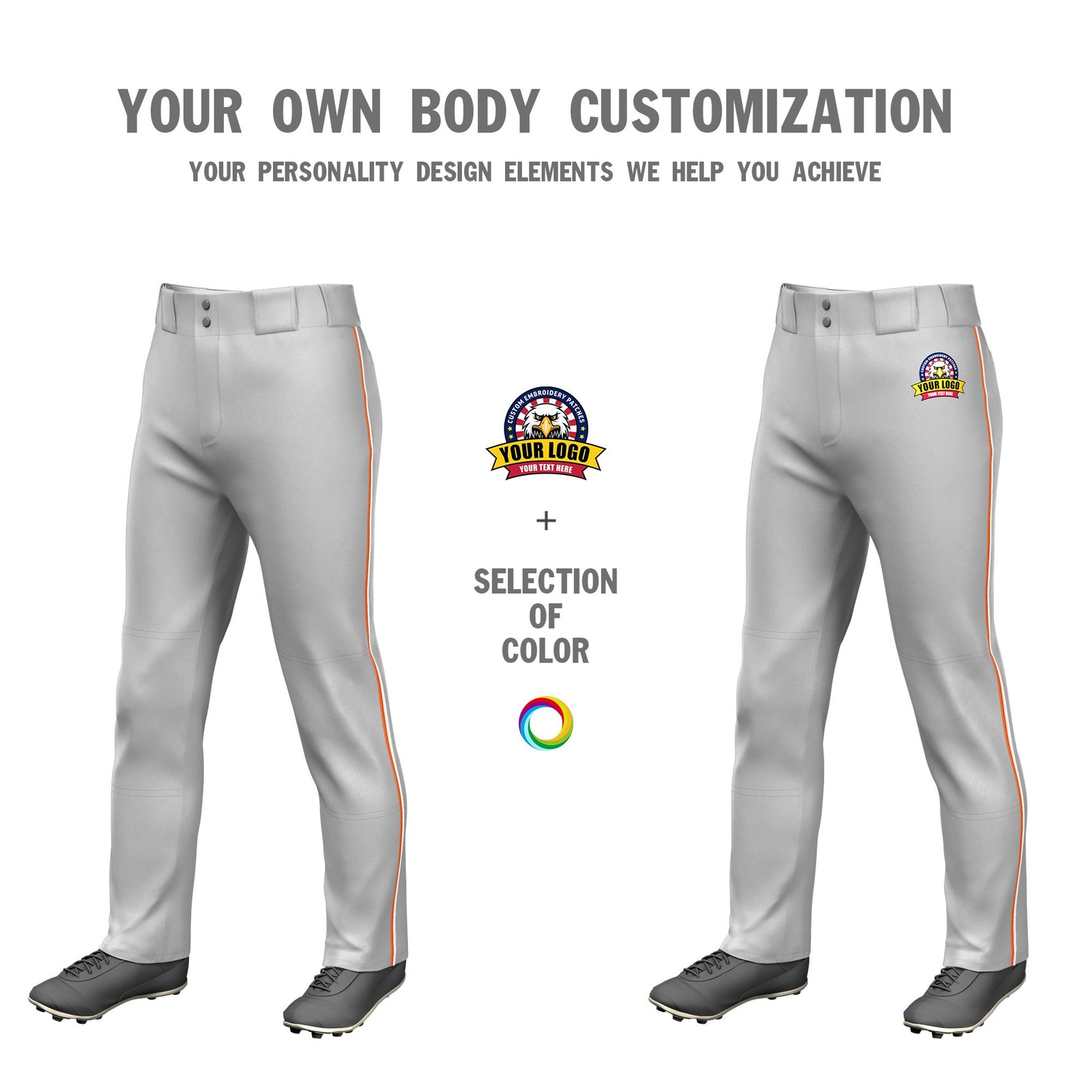 Custom Gray Orange-White Classic Fit Stretch Practice Loose-fit Baseball