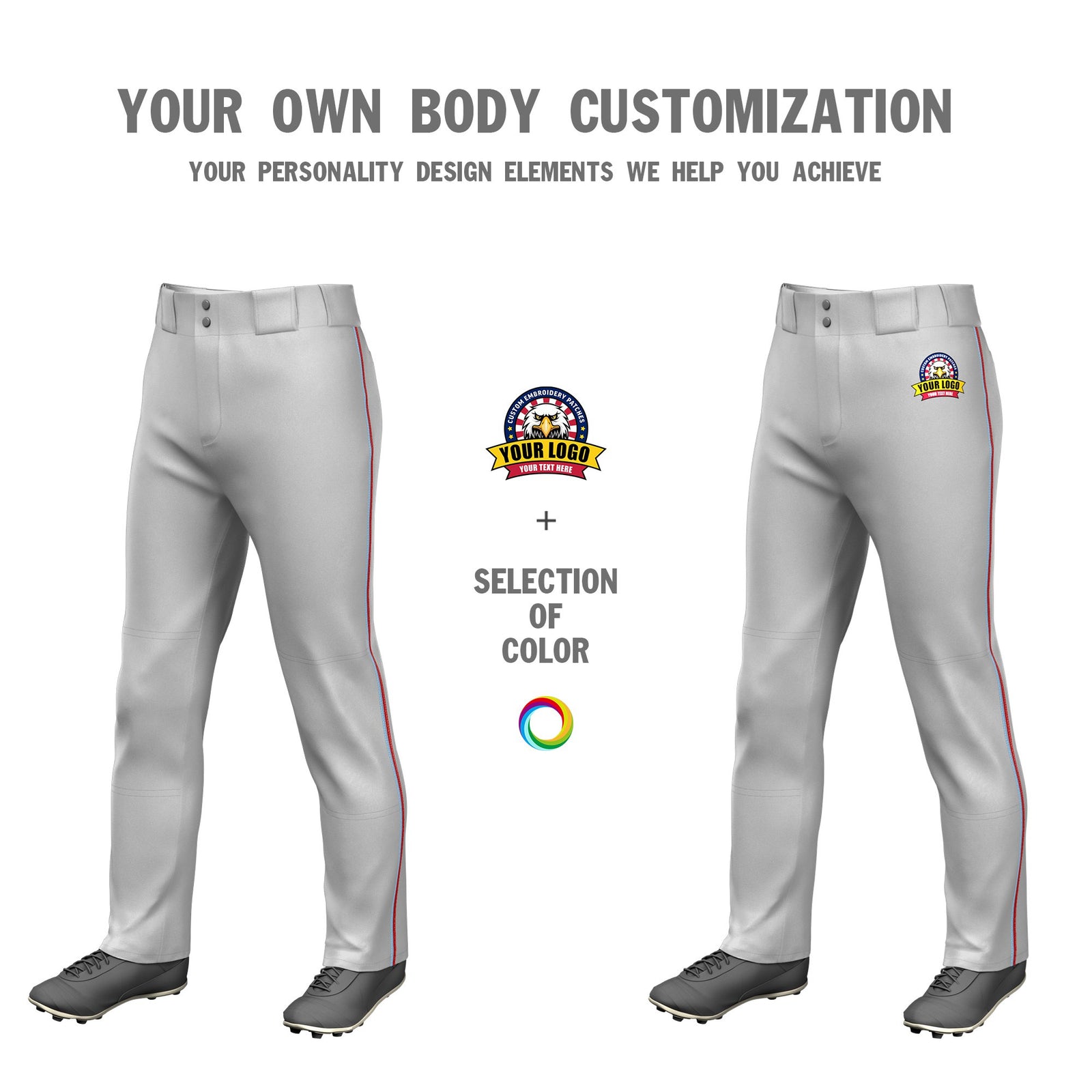 Custom Gray Light Blue-Red Classic Fit Stretch Practice Loose-fit Baseball