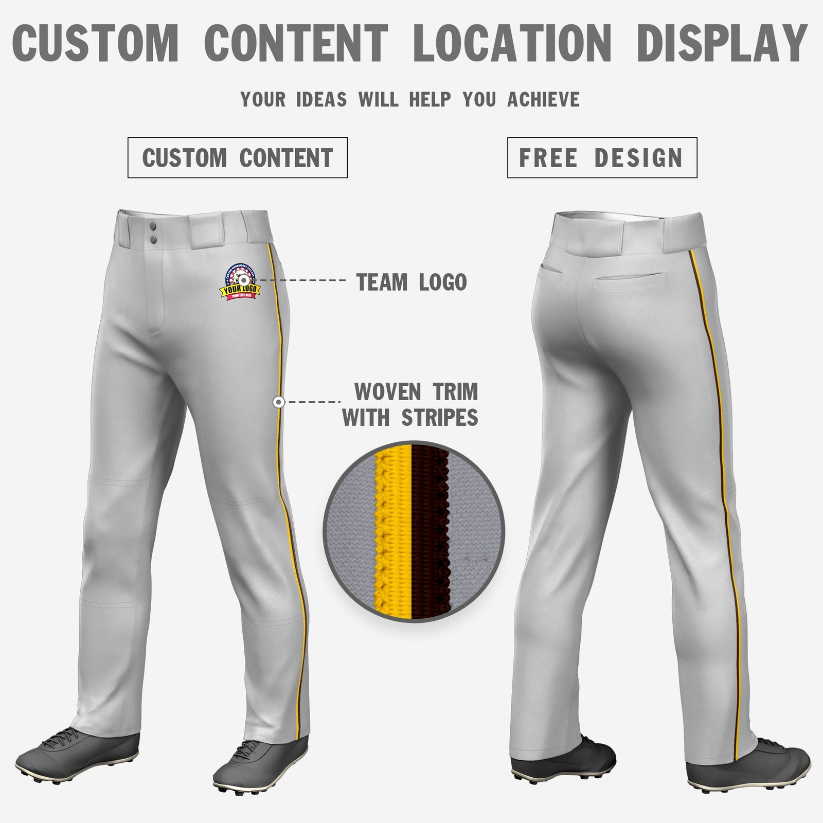 Custom Gray Gold01-Brown Classic Fit Stretch Practice Loose-fit Baseball