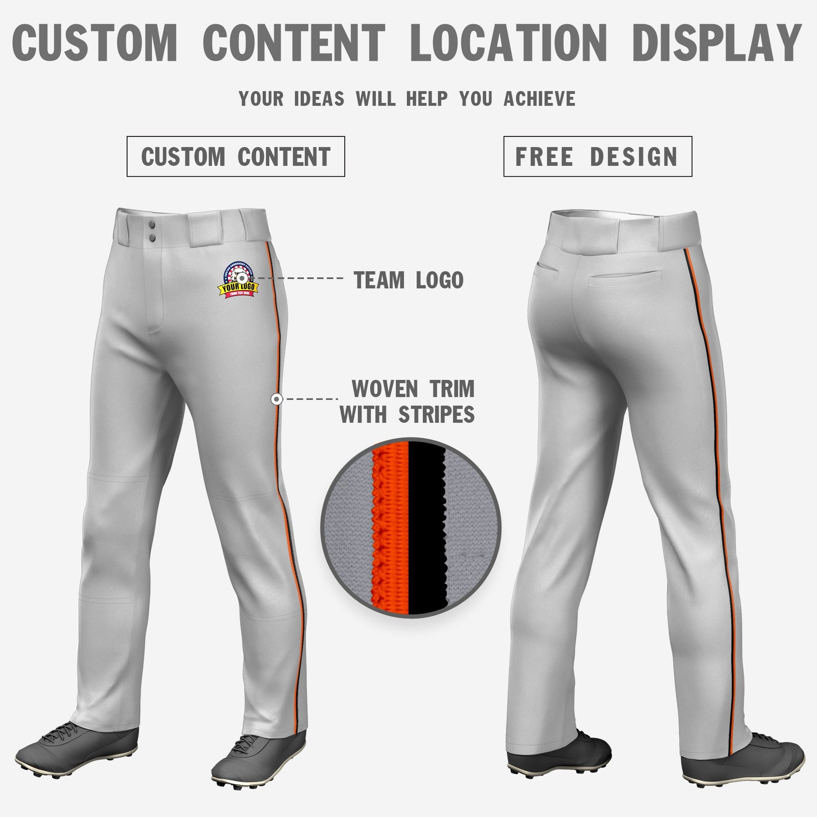 Custom Gray Orange-Black Classic Fit Stretch Practice Loose-fit Baseball