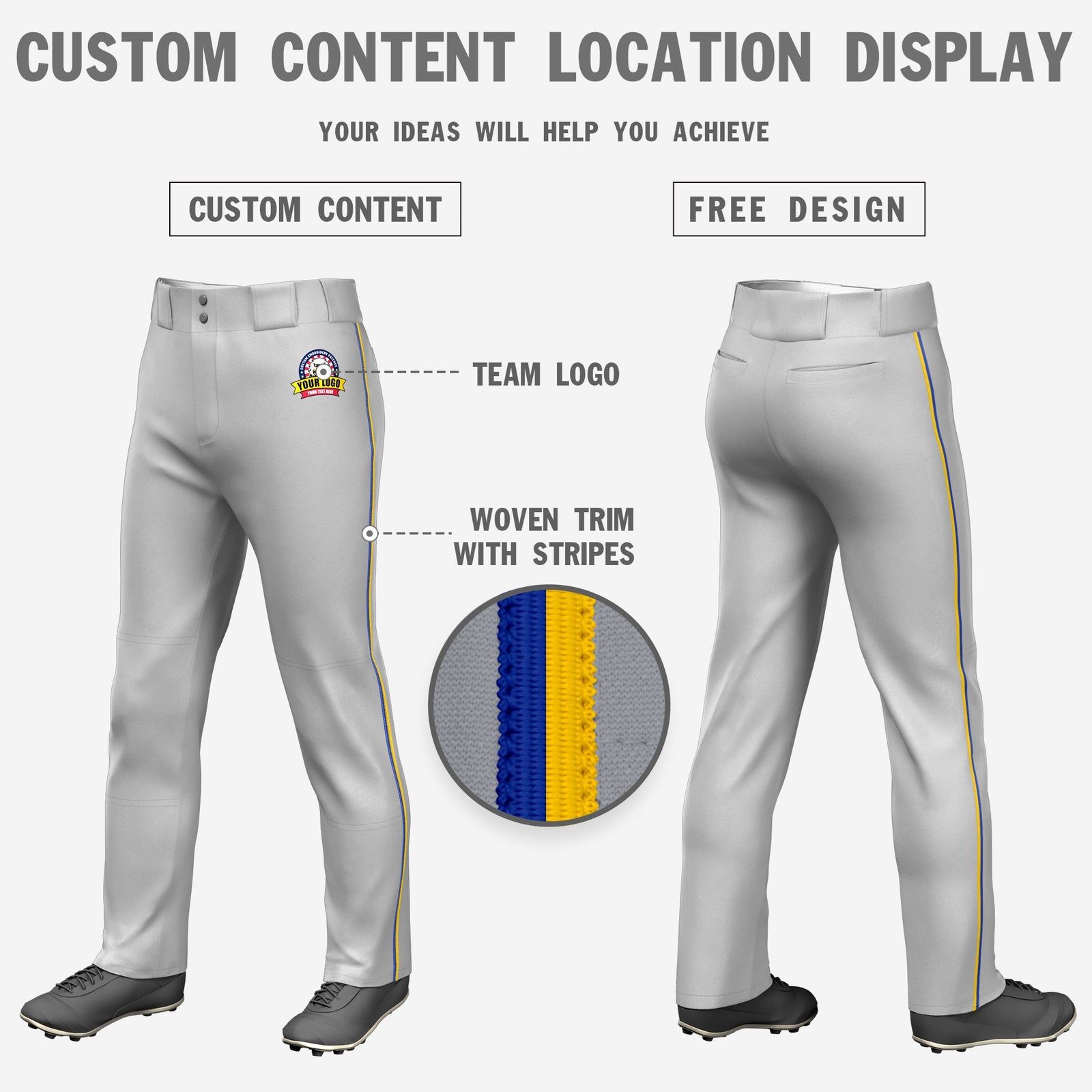 Custom Gray Royal Blue-Gold01 Classic Fit Stretch Practice Loose-fit Baseball