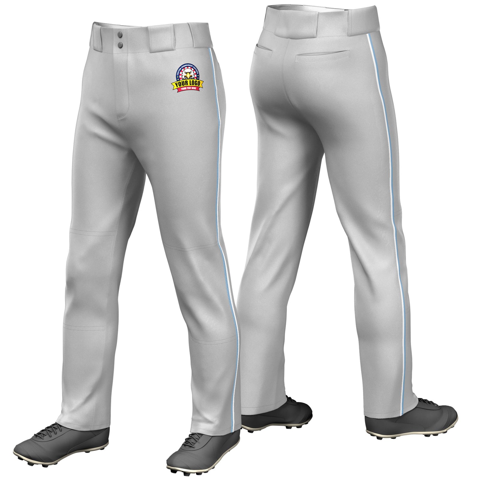 Custom Gray Light Blue-White Classic Fit Stretch Practice Loose-fit Baseball