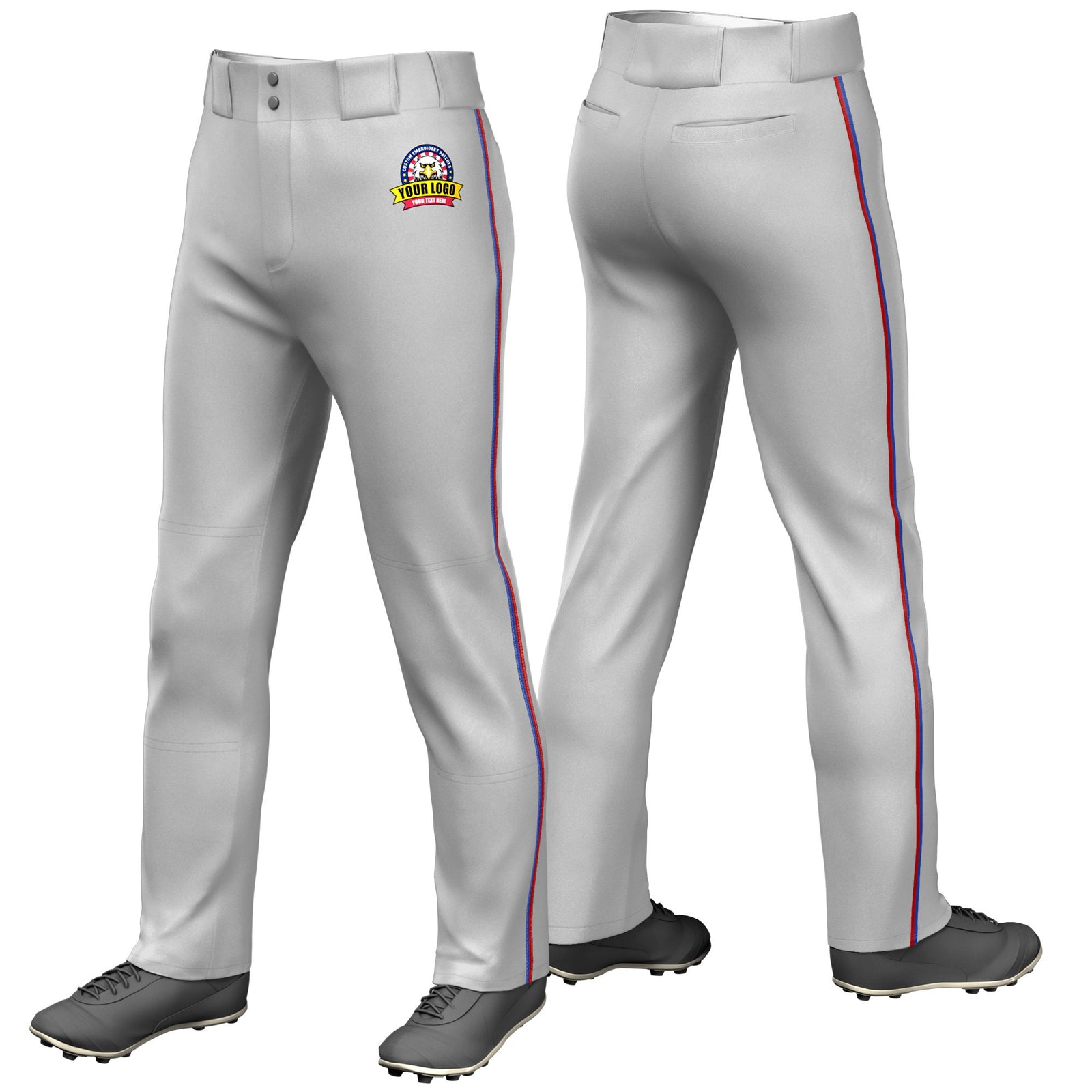 Custom Gray Royal Blue-Red Classic Fit Stretch Practice Loose-fit Baseball