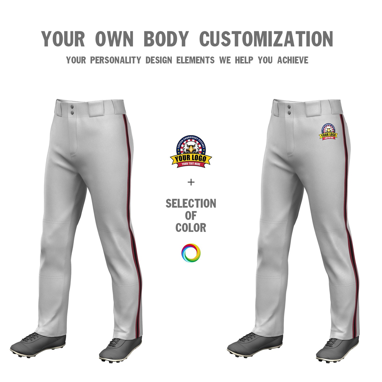 Custom Gray Crimson-Black-Crimson Classic Fit Stretch Practice Loose-fit Baseball Pants