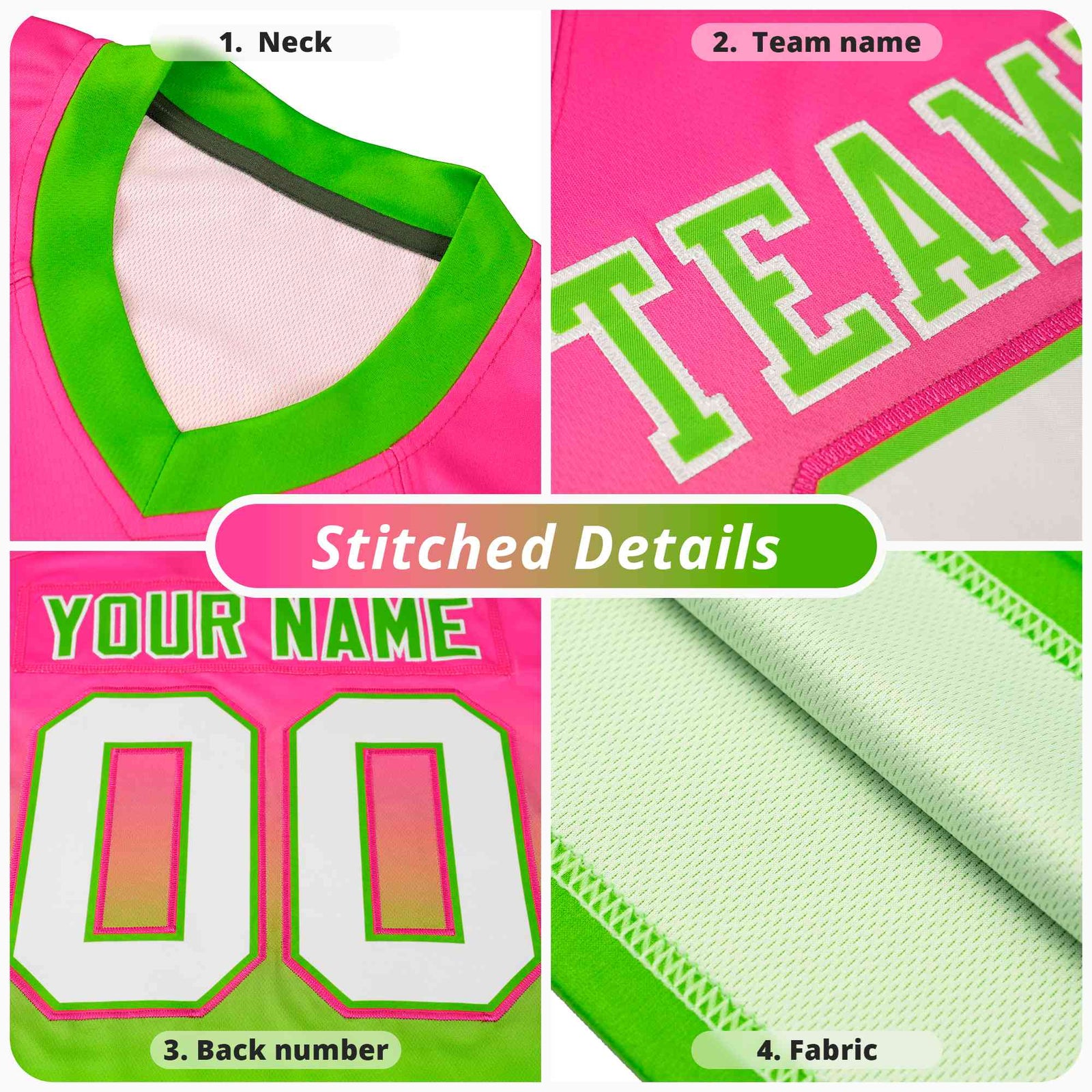Custom Black Neon Green-White Gradient Fashion Mesh Authentic Football Jersey