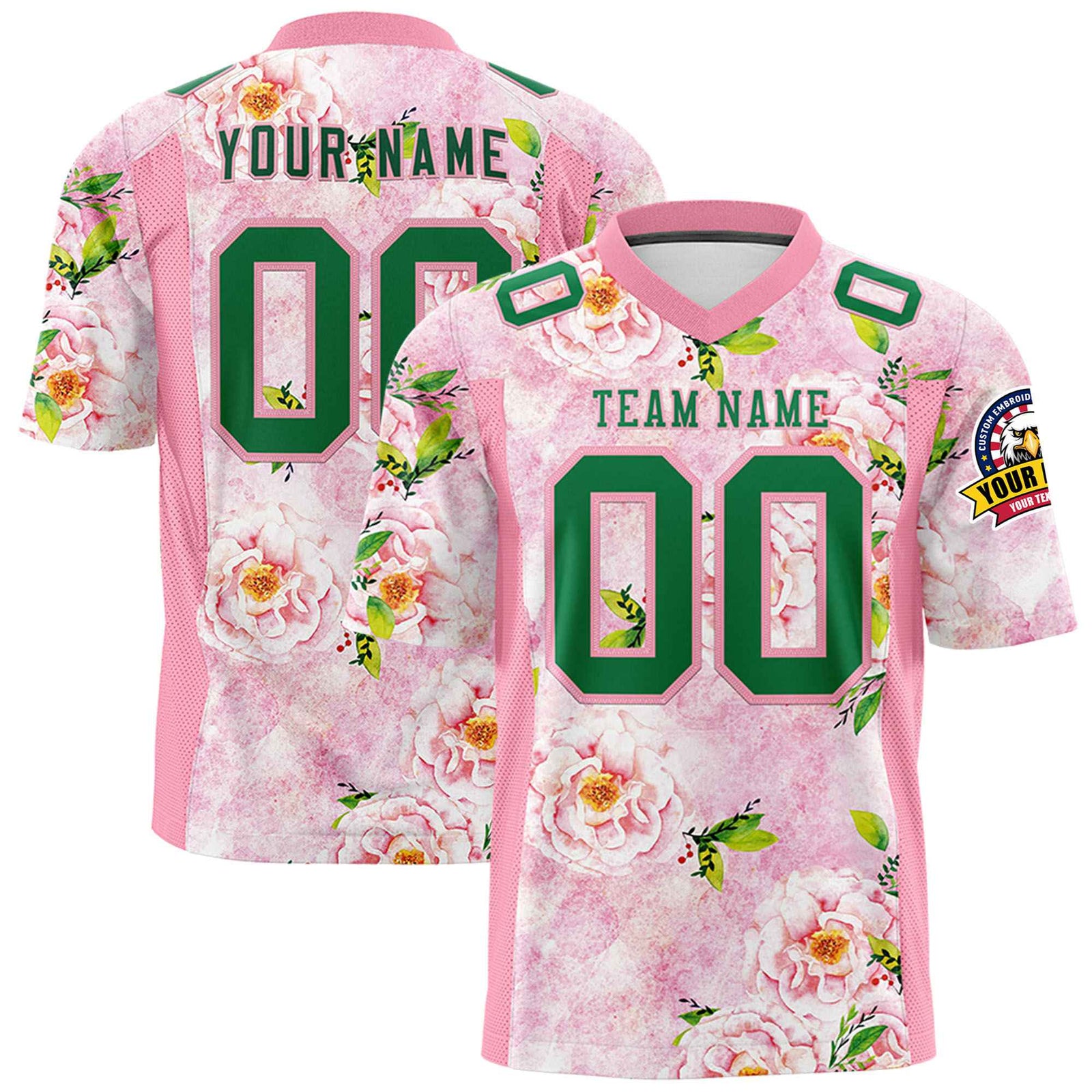 Custom Personalized Flower Pink Green Graffiti Pattern Design Authentic Football Jersey