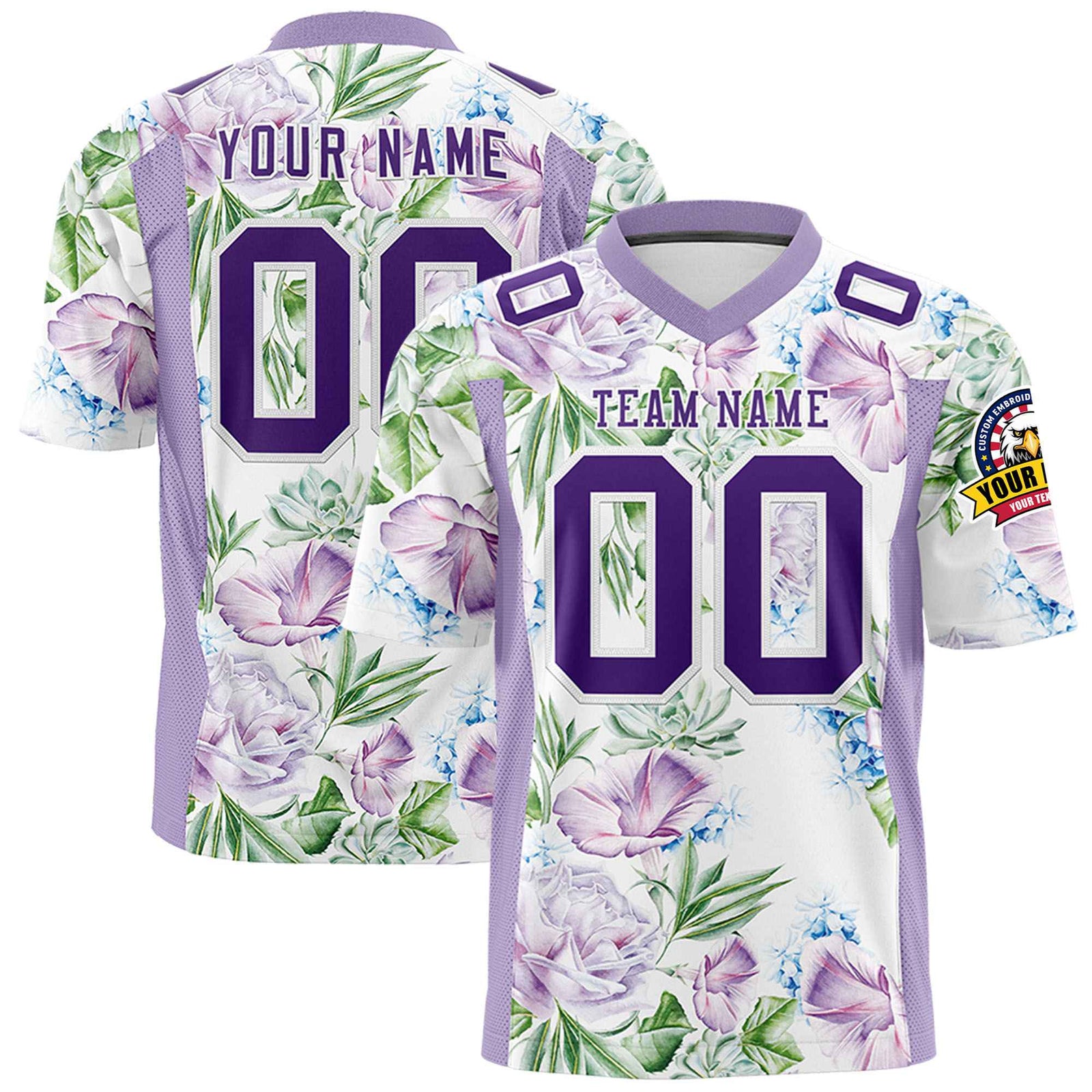 Custom Personalized Flower White-Purple Orange Graffiti Pattern Design Authentic Football Jersey