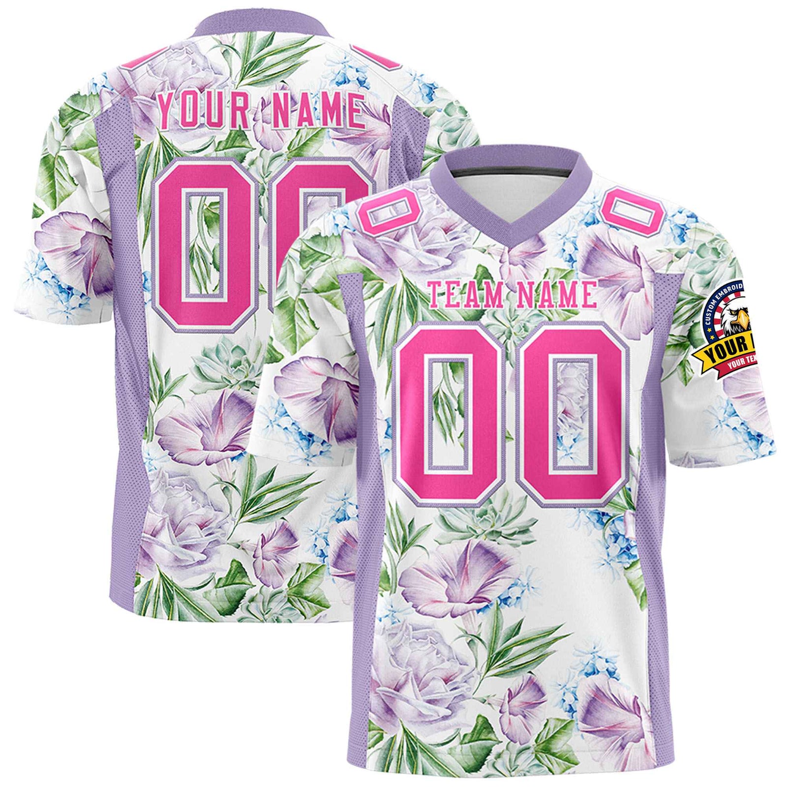 Custom Personalized Flower Purple Pink Orange Graffiti Pattern Design Authentic Football Jersey